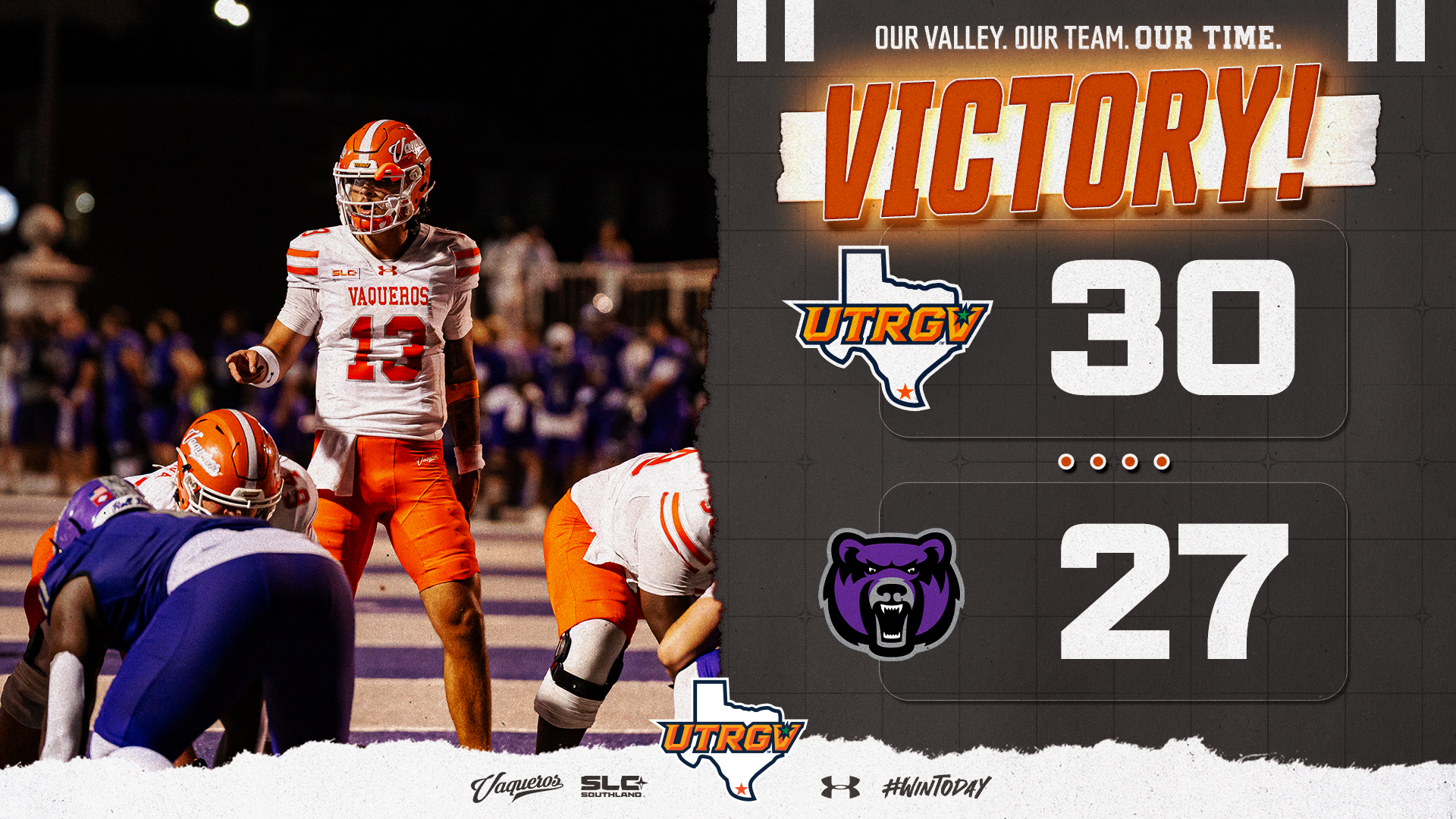 Victory UTRGV Football 30 Central Arkansas 27
