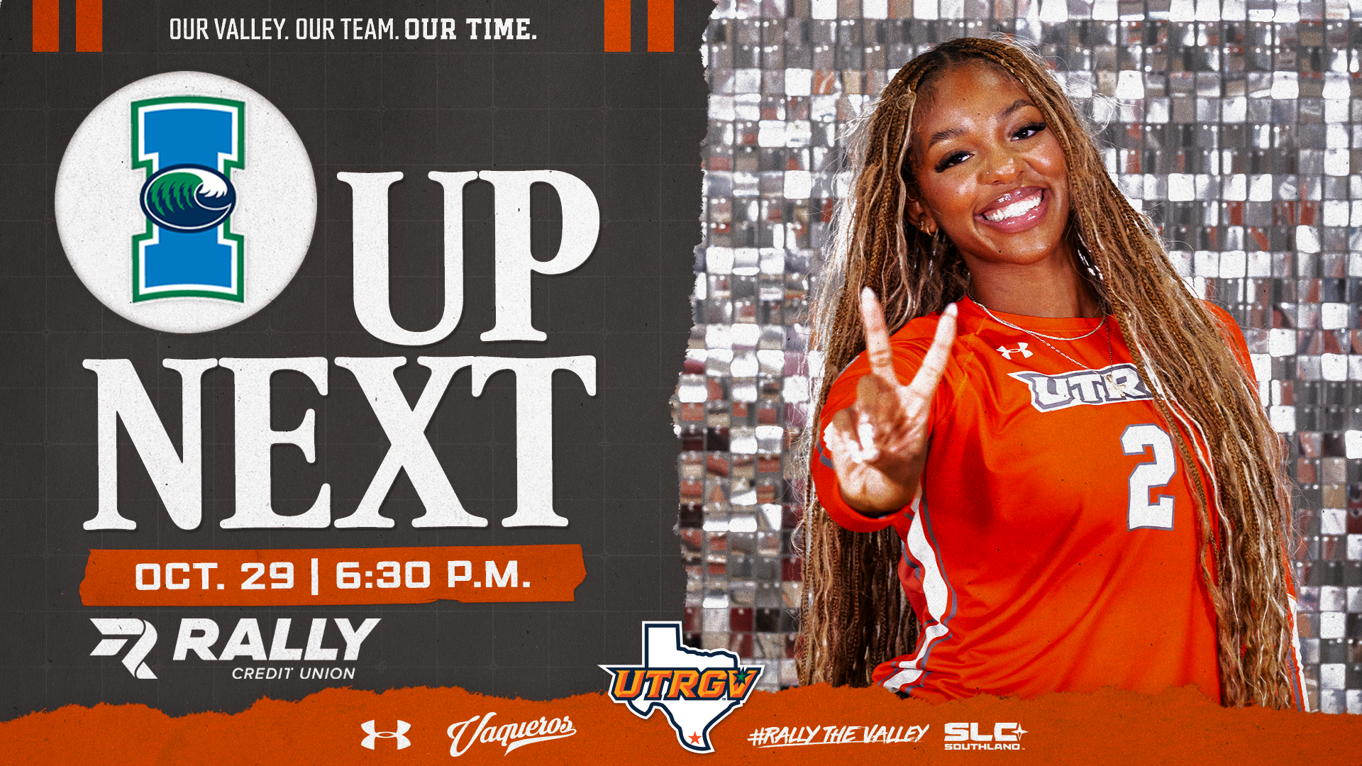 UTRGV Volleyball | Up Next | vs. TAMU CC | October 29 / 6:30 PM | Photo of Aaliyah Snead (2)