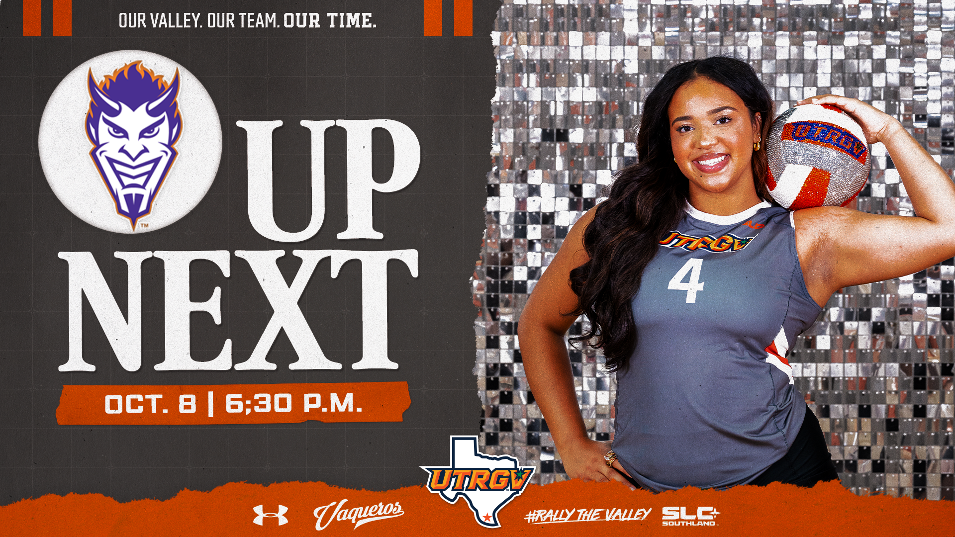 UTRGV Volleyball | Up Next | vs. NSU | October 8 / 6:30 PM | Photo of Jasmine Allen