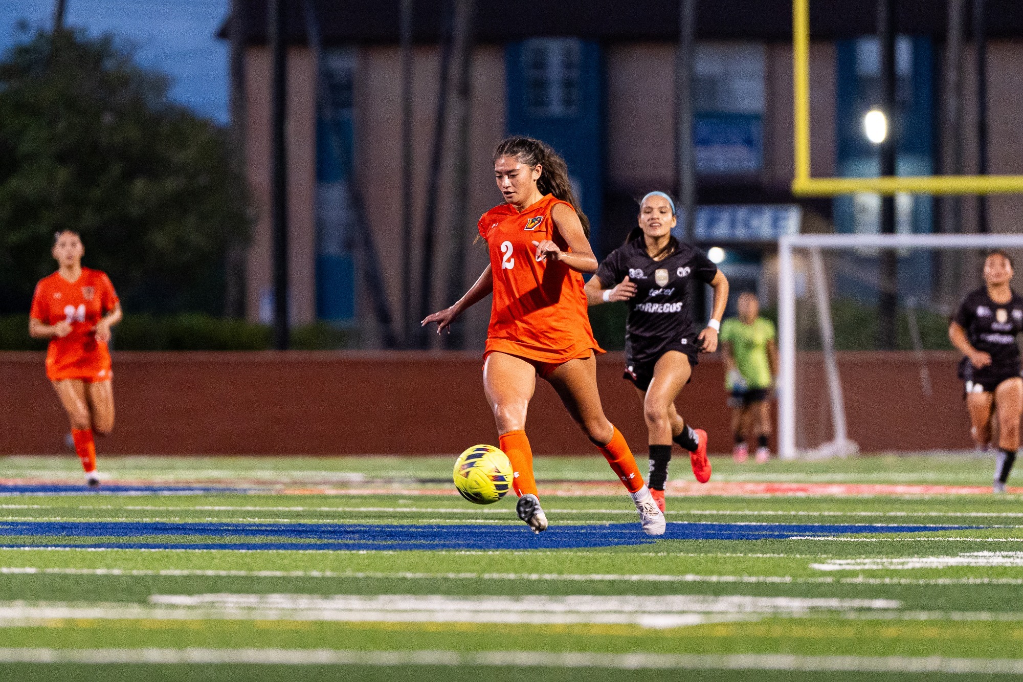 UTRGV Women's Soccer SLC Weekend Preview with Anuhea Aalona #2 in the photo sporting the orange soccer kit