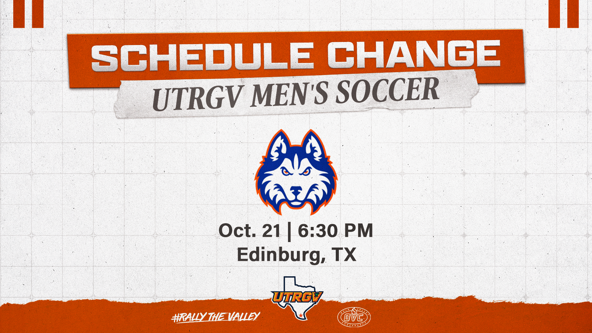 UTRGV Men's Soccer | Schedule Change | vs. HCU | 10/21 | 6:30 PM | Edinburg, TX