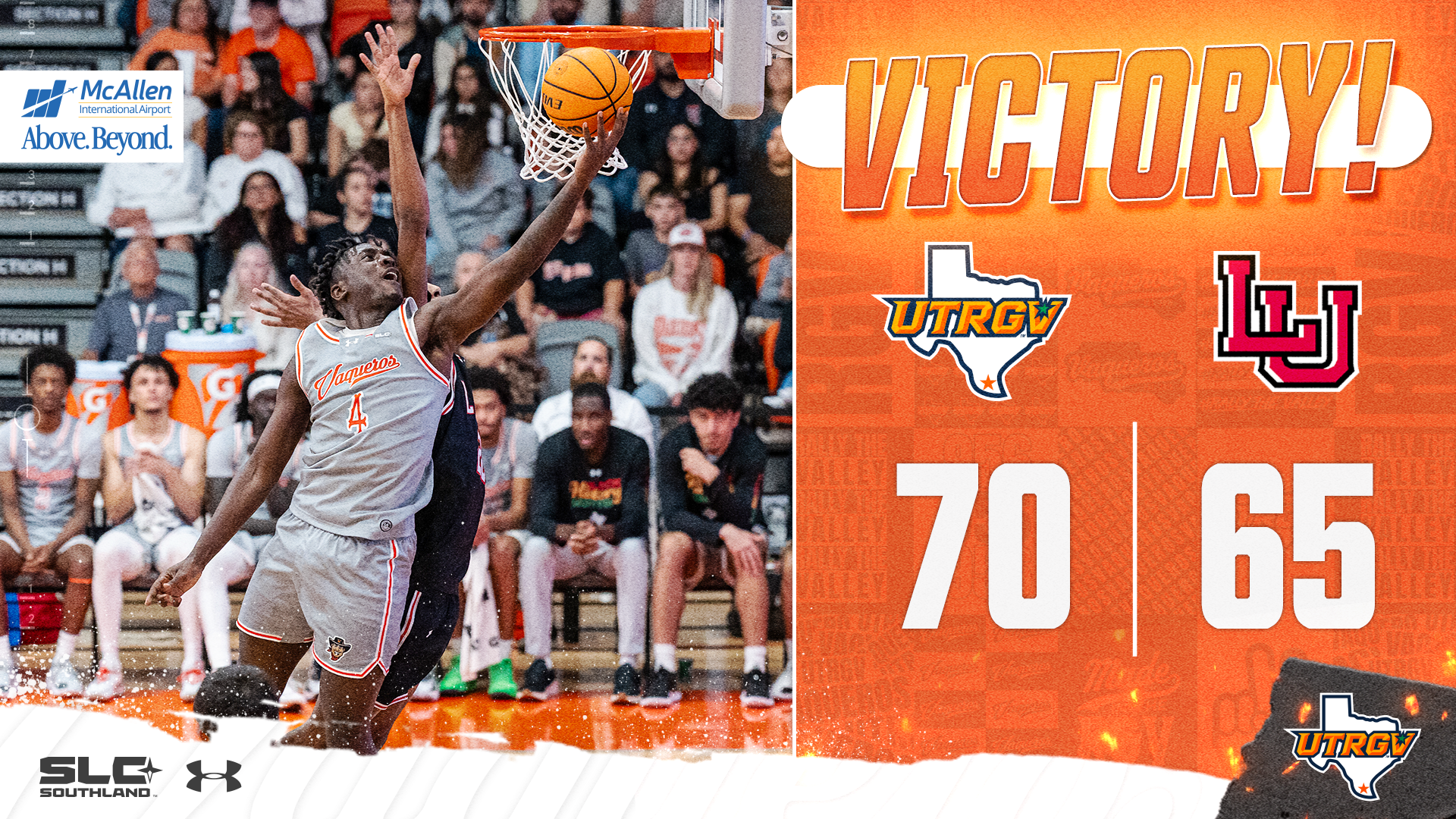 Victory UTRGV Men's Basketball 70 Lamar 65