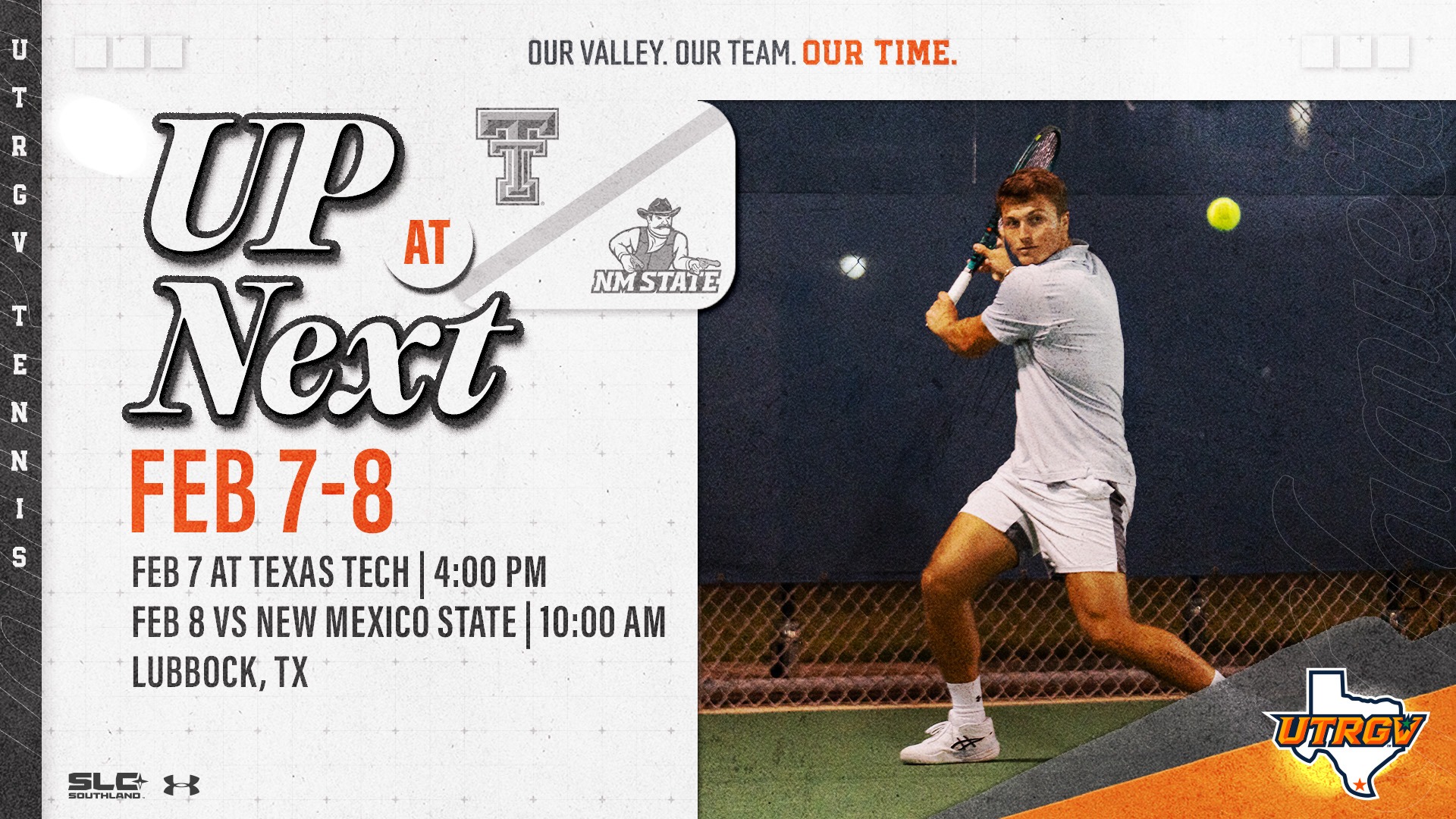 Up Next | UTRGV Men's Tennis at Texas Tech 2/7 and vs. New Mexico State 2/8