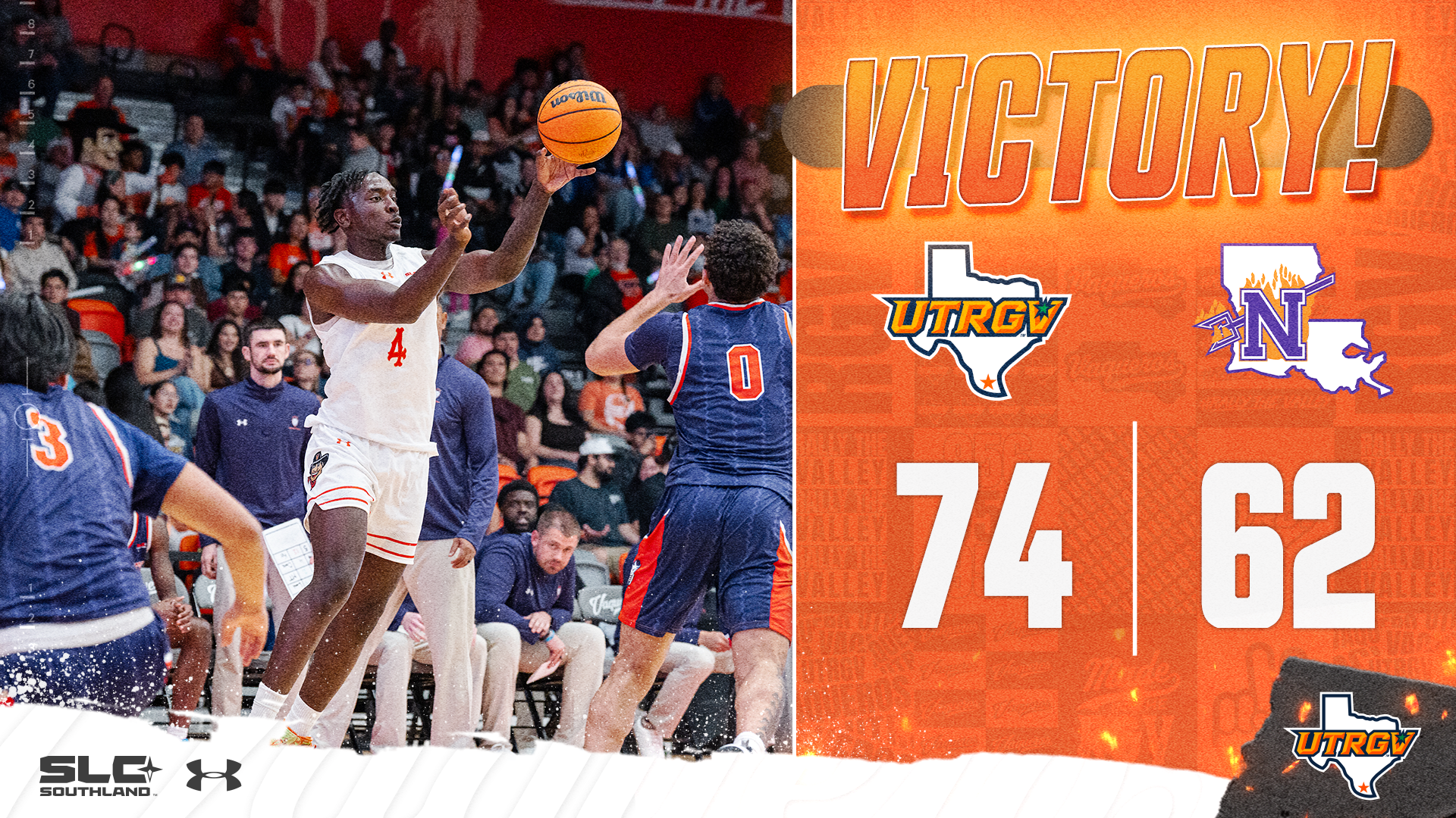 Victory UTRGV Men's Basketball 74 Northwestern State 62