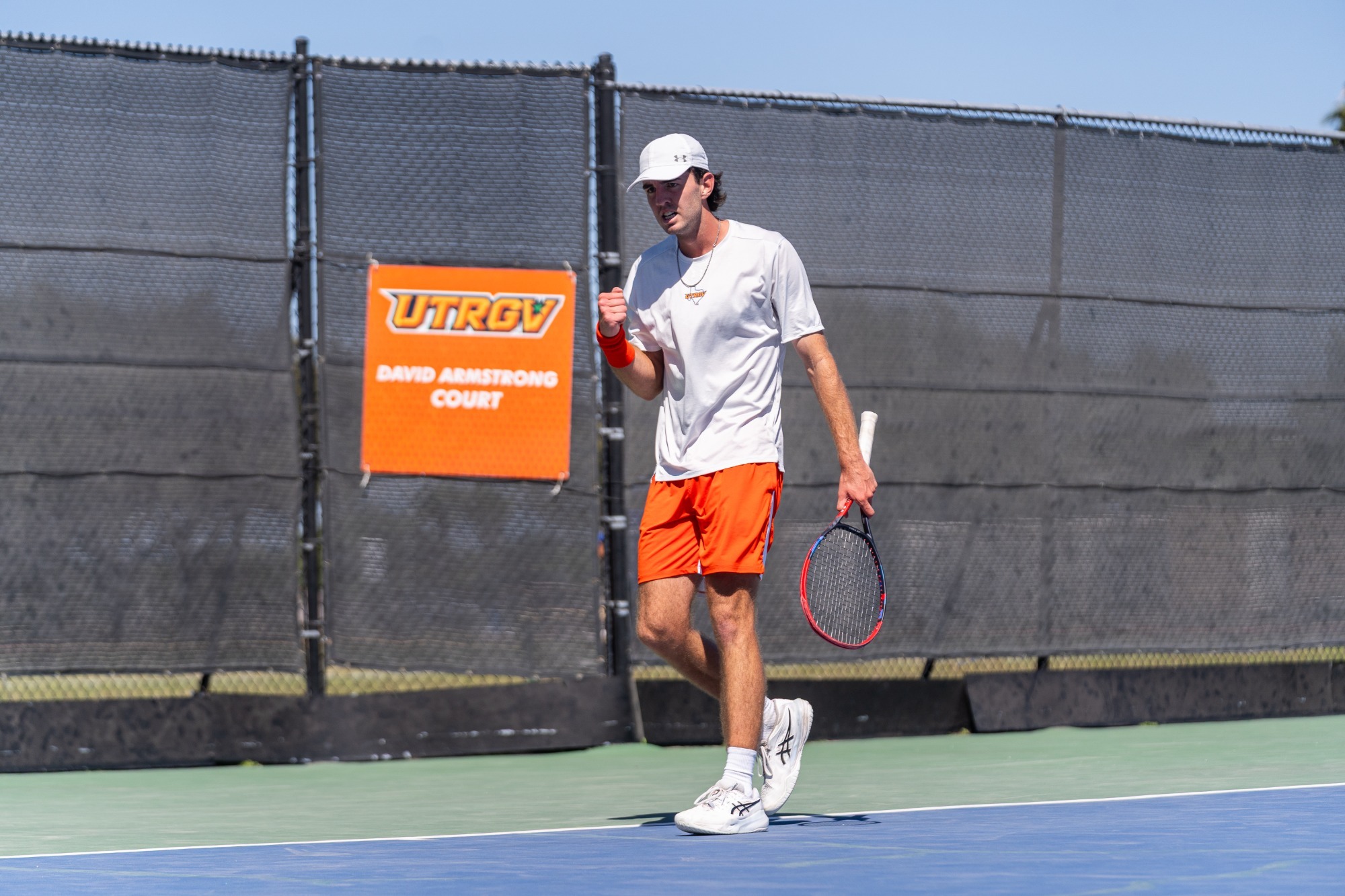 Sam Whitehead Celebrating in Singles Match against Texas A&M-Corpus Christi on 3/21