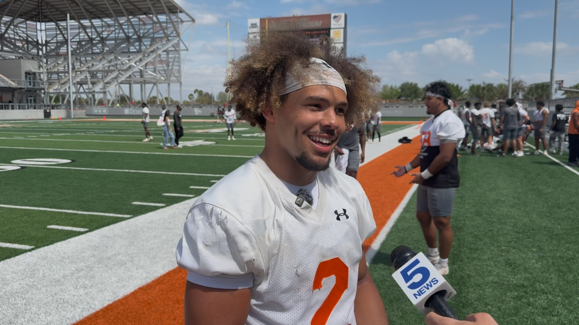 TJ Neal speaking to media at Vackar Stadium 3-28-26