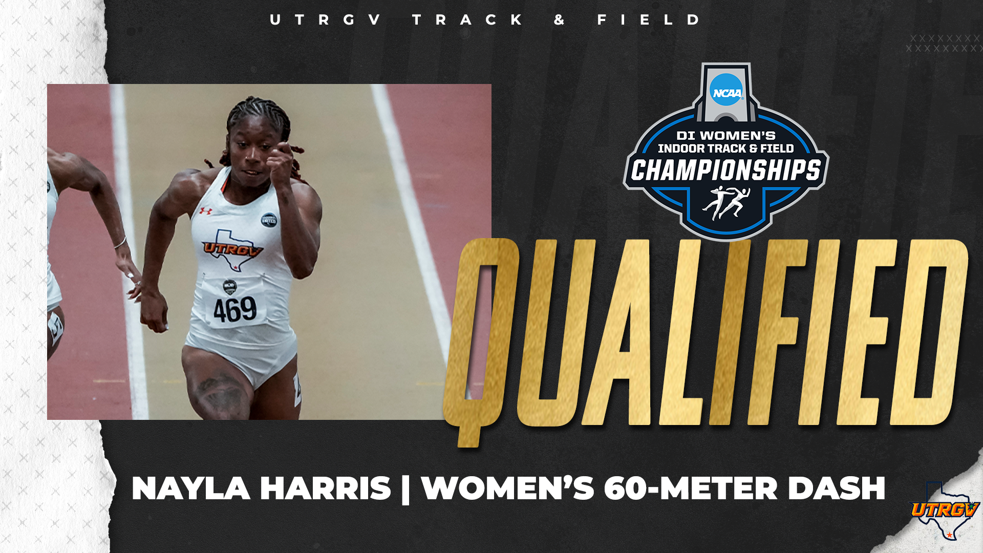 Qualified Nayla Harris women's 60-meter dash NCAA Indoor Track & Field Championships