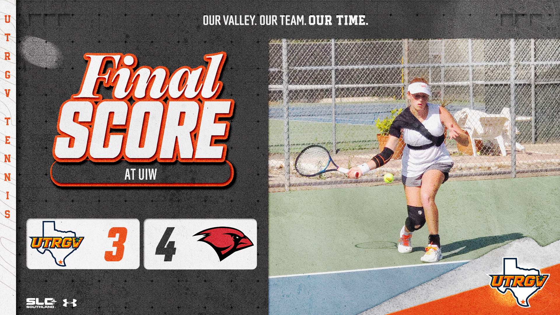 Image on Right: Yaiza Vazquez, Info on Left: UTRGV Women's Tennis | Final | UTRGV 3, UIW 4