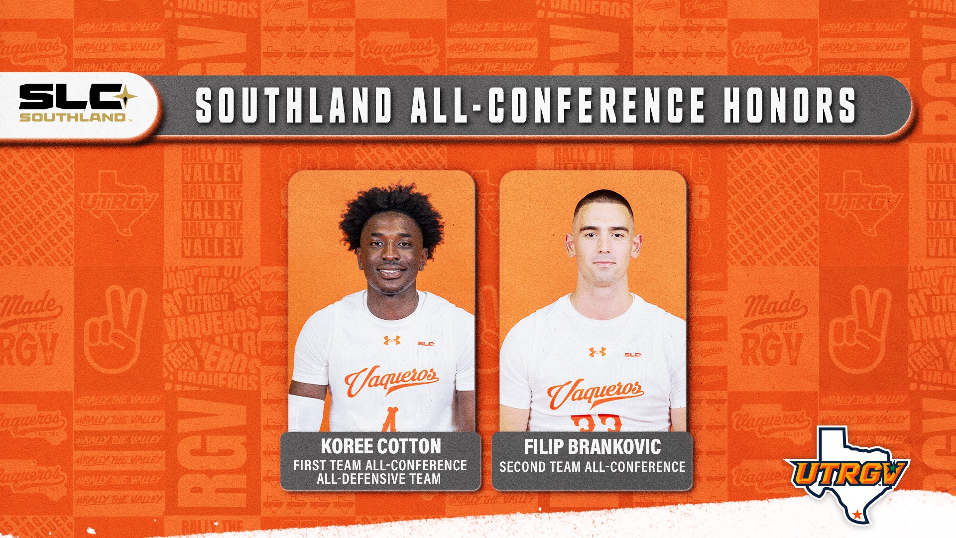 Koree Cotton First Team All-Conference and All-Defensive Team and Filip Brankovic Second Team All-Conference