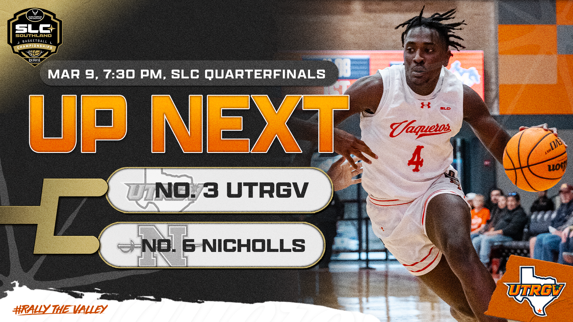 Men's Basketball Up Next vs. No. 6 Nicholls SLC Quarterfinals Mar. 9 7:30 p.m.