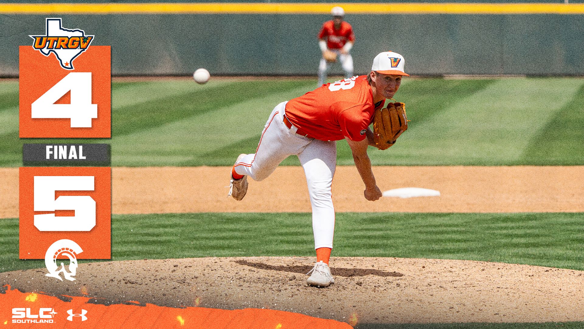 UTRGV over Texas logo 4 FINAL 5 Little Rock Trojan head logo over a picture of Mason Engel pitching