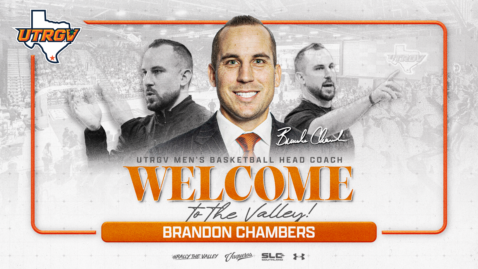 UTRGV Men's Basketball Head Coach Welcome to the Valley Brandon Chambers - photos of Brandon Chambers