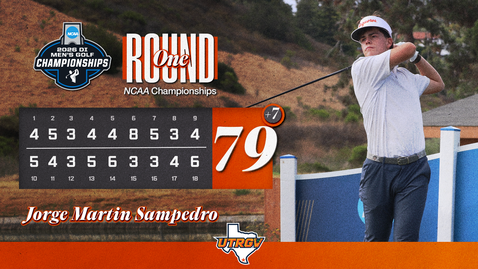 Jorge Martin Sampedro First Round NCAA Championships. The numbers are his scores through the first round. Photo of Jorge Martin Sampedro at Omni La Costa Resort & Spa
