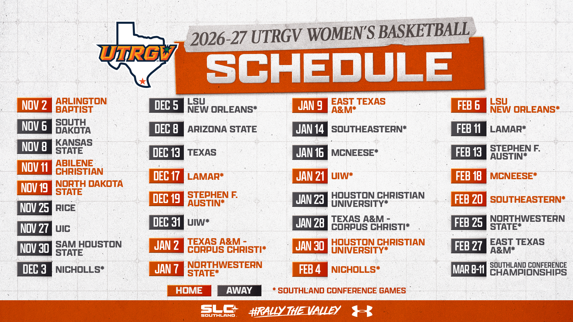 2026-27 UTRGV Women's Basketball Schedule
