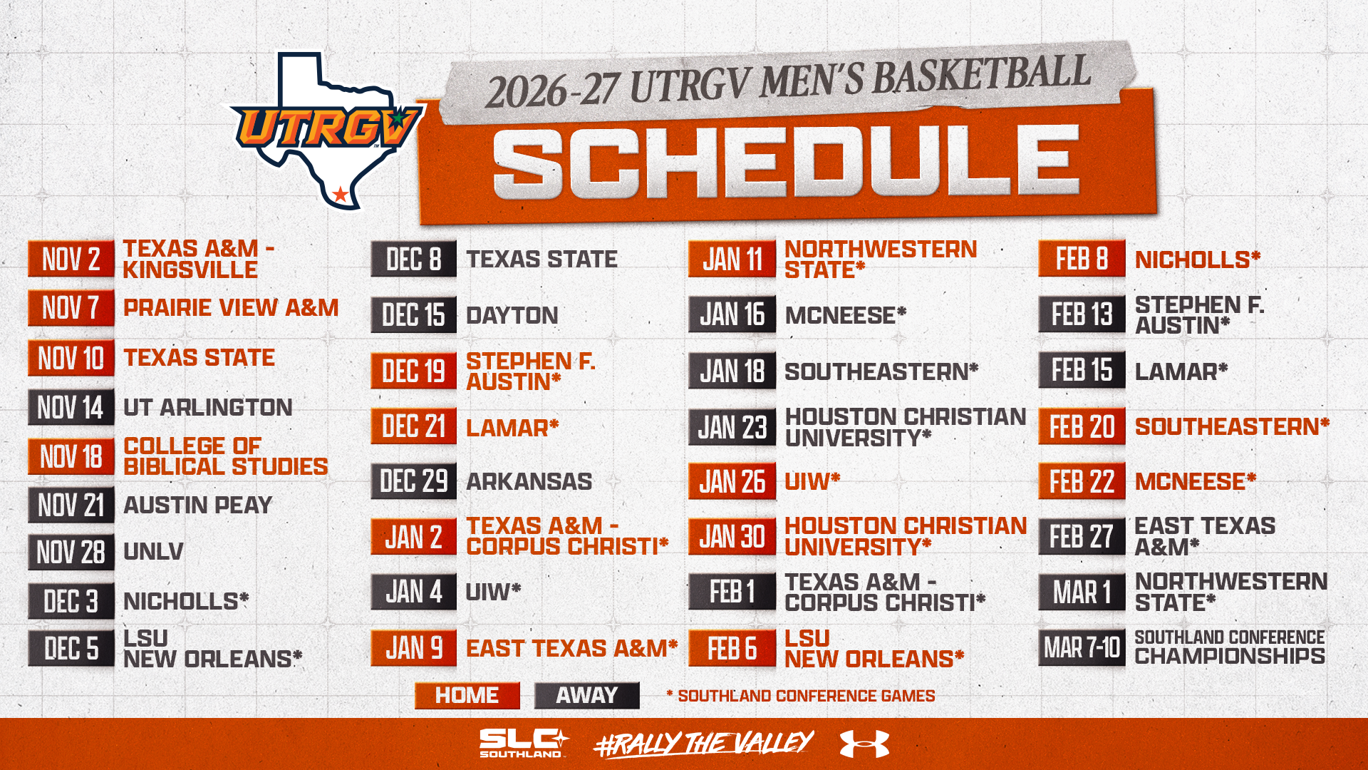 2026-27 UTRGV Men's Basketball Schedule