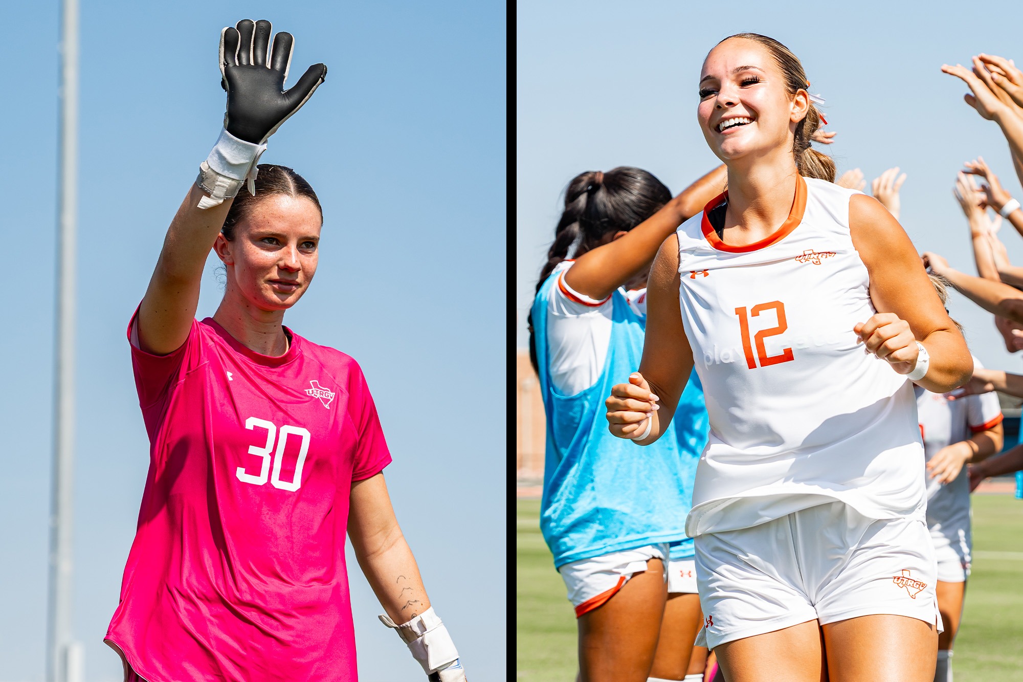 Mariana Amezcua (left) and Sienna Church (right) earn SLC Player of the Week honors after helping contribute to two shutouts