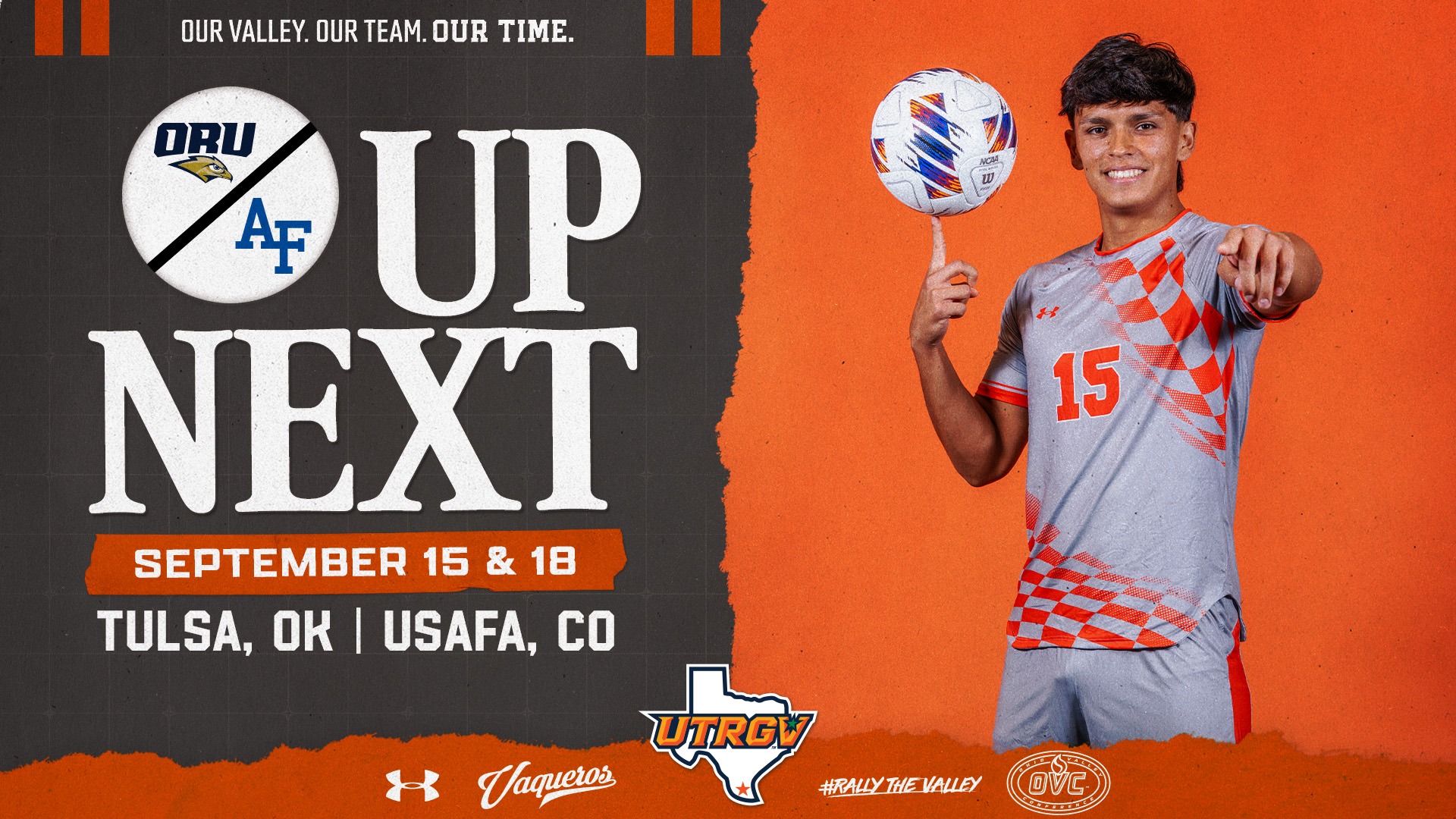 UTRGV Men's Soccer | Up Next | At Oral Roberts and At Air Force | September 15 & 18 | At Tulsa, OK | At USAFA, CO