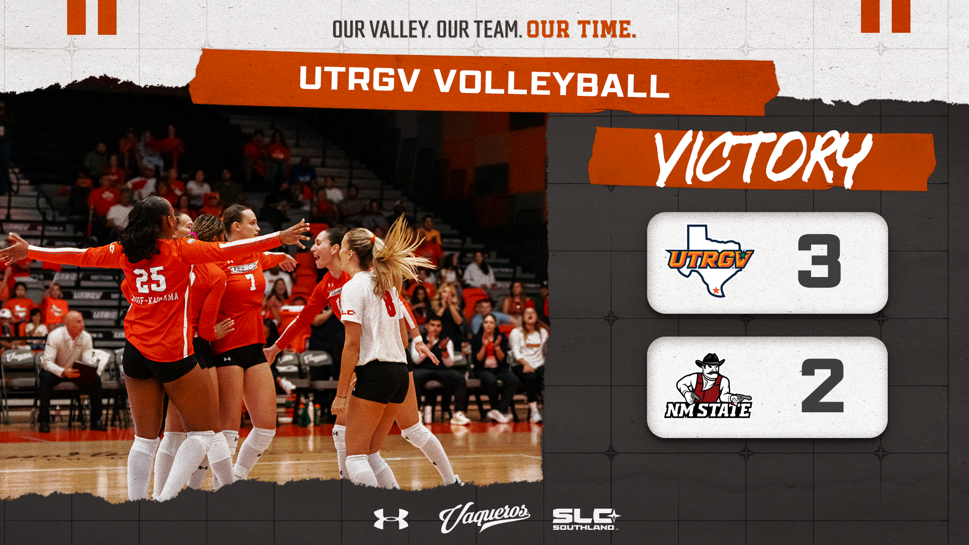 UTRGV Volleyball | Final | UTRGV 3, New Mexico State 2 | Photo of Team Celebration