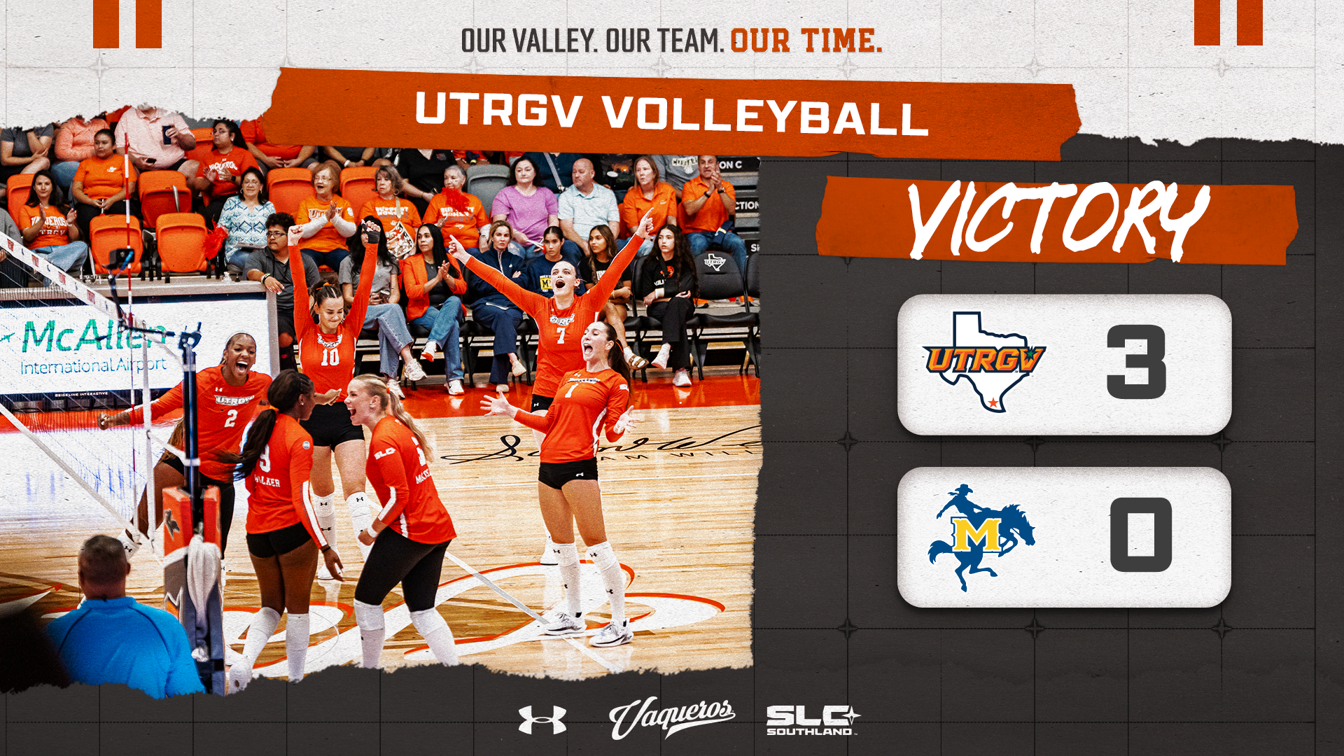 UTRGV Volleyball | Final | UTRGV 3, McNeese 0 | Photo of Team Celebration