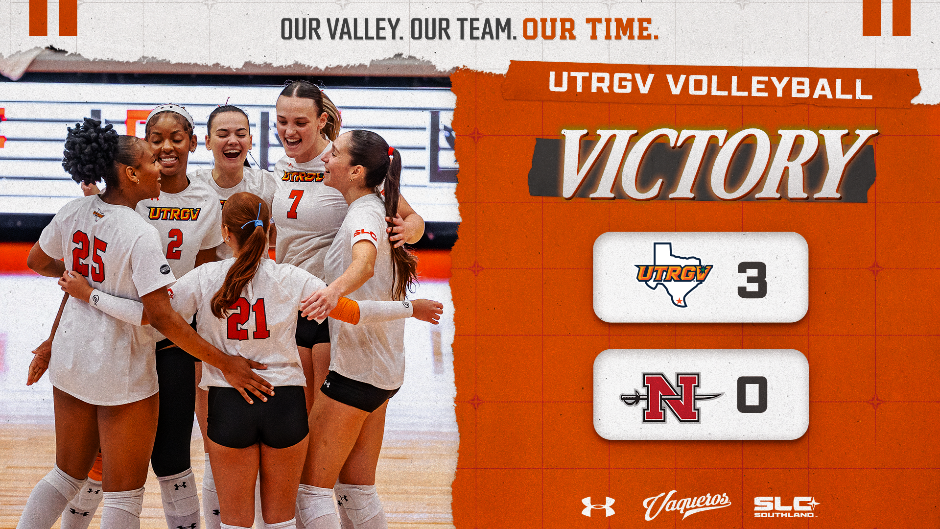 UTRGV Volleyball | Final | UTRGV 3, Nicholls 0 | Photo of Team Celebration
