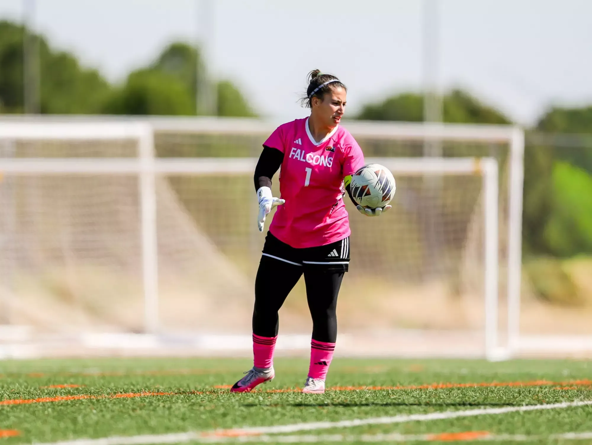 valeria-delgado getting ready to kick the ball