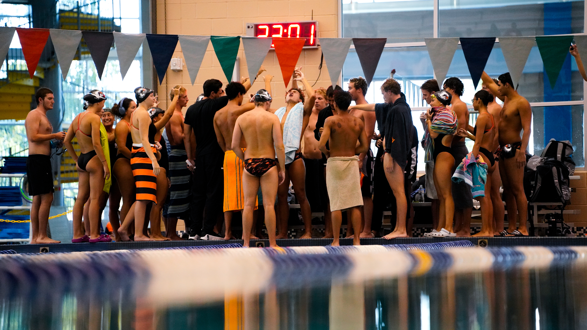 Swim and dive team picture before Sam Freas Invitational