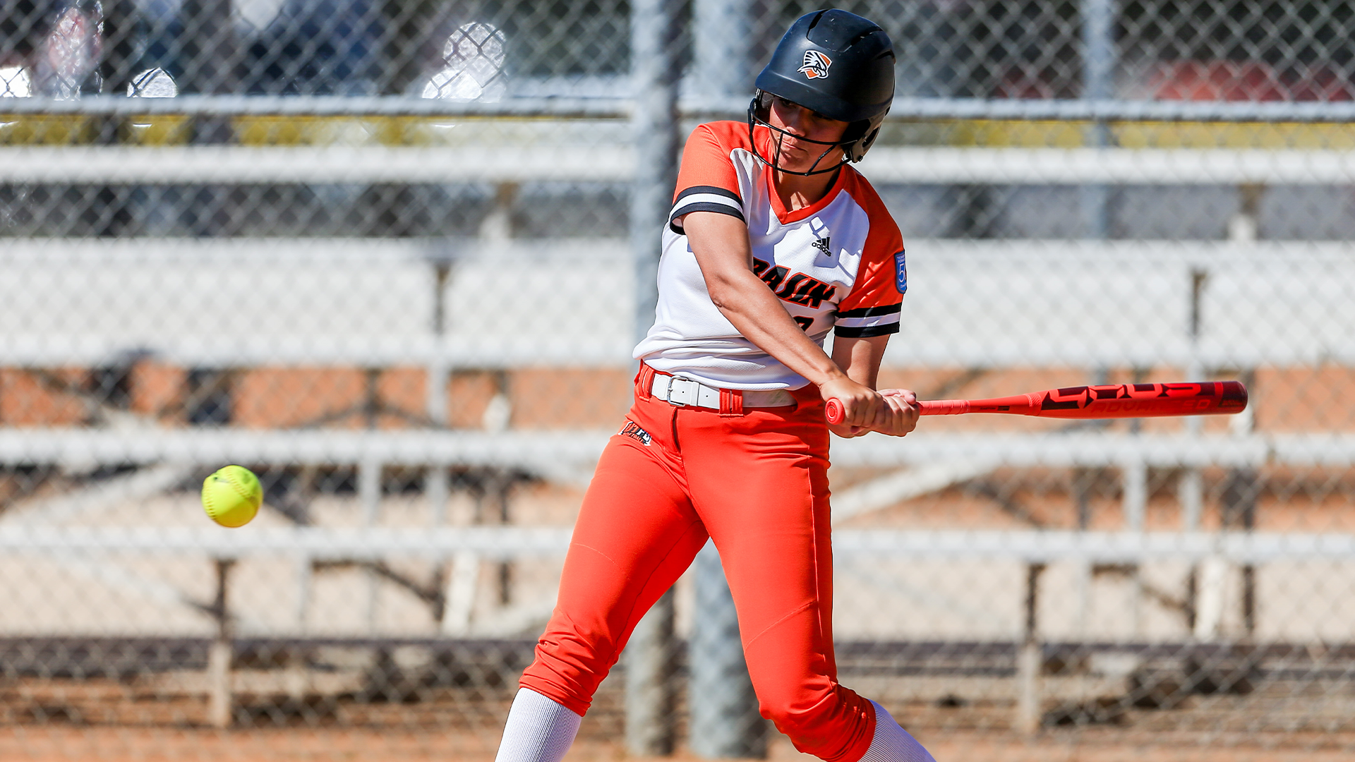 Kaylee Moses smacks a single against Texas Woman's