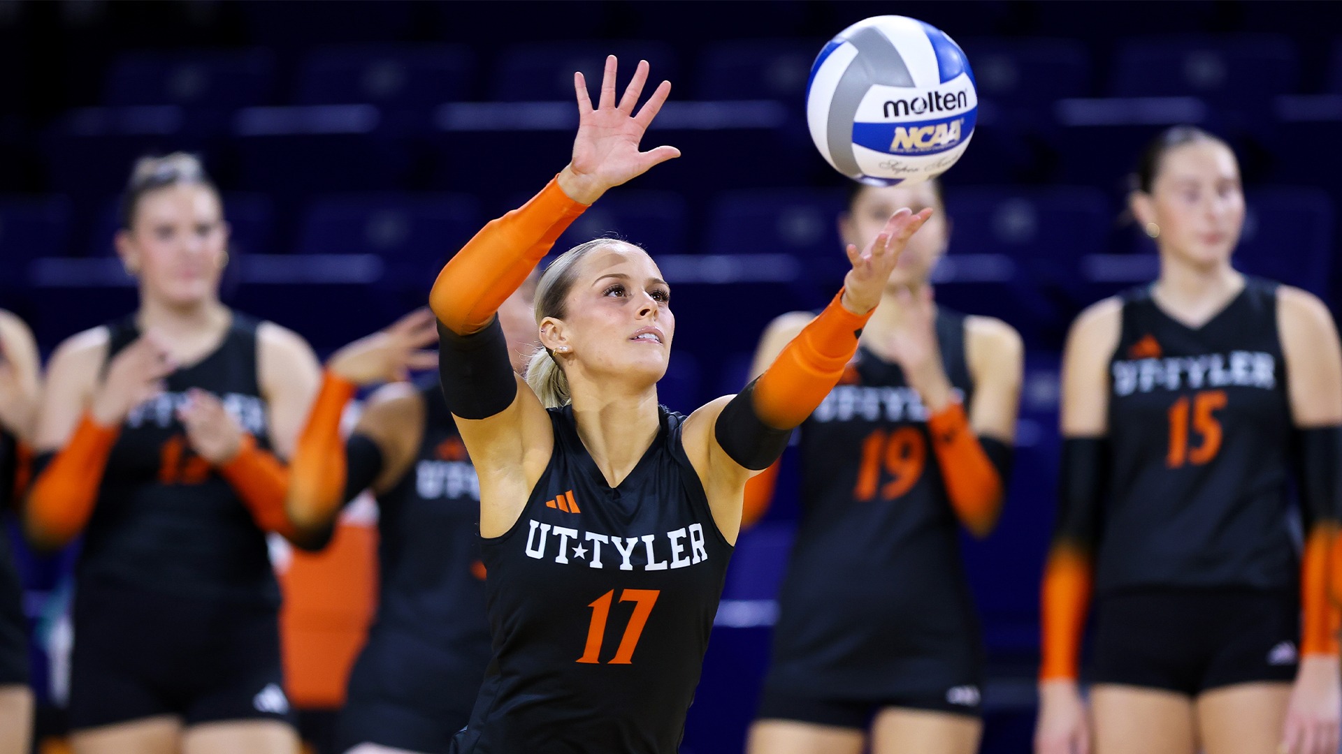 Emma Vazquez hits a serve against Cameron