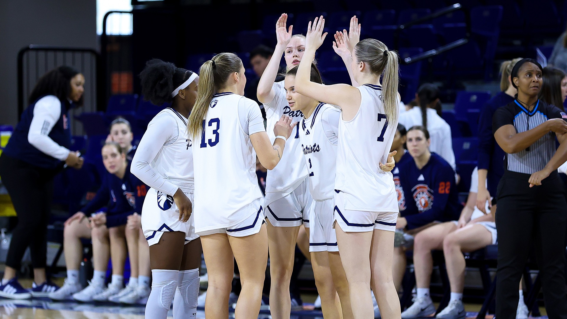UT Tyler Women's Basketball huddles up prior to taking on Dallas Christian.