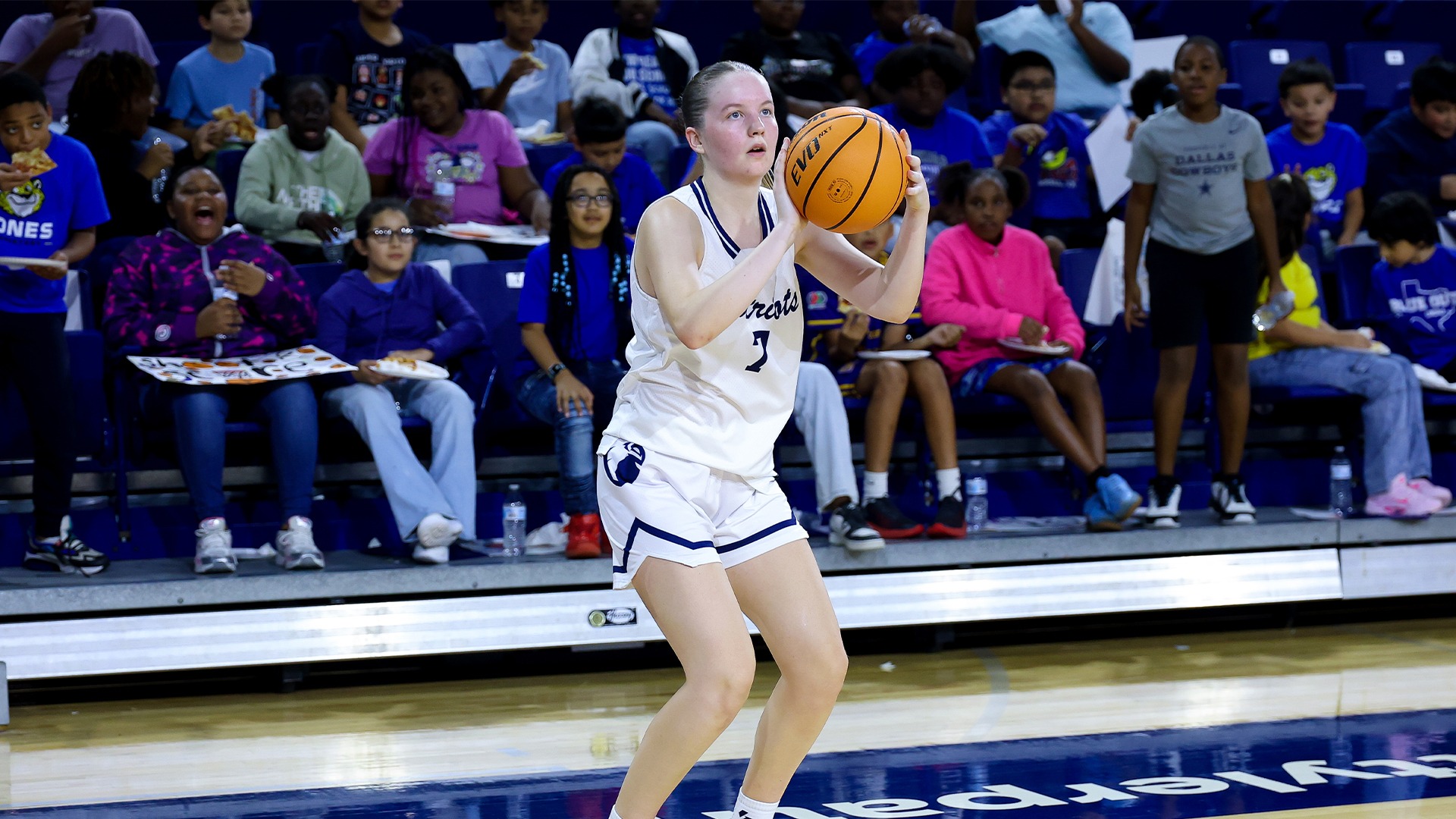 Hayley Cumming shoots a three pointer against Jarvis Christian.