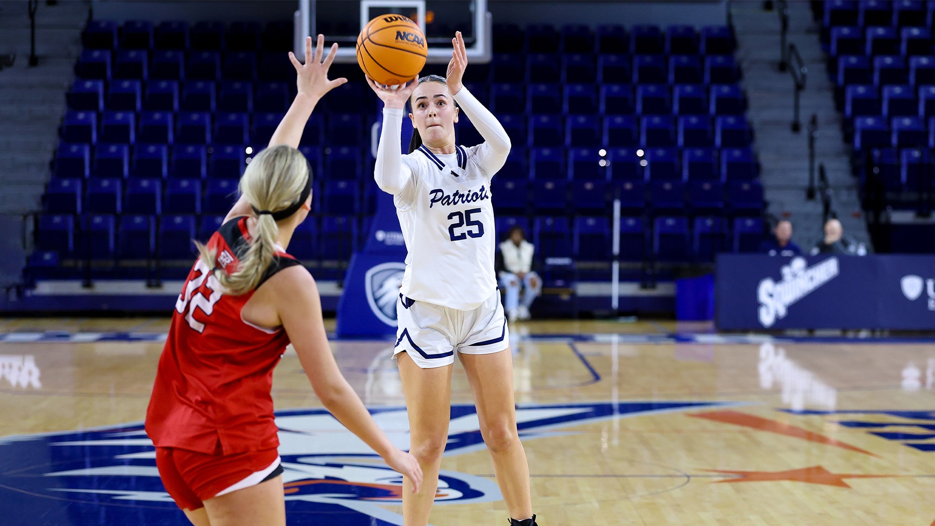 Leila Davis launches a three pointer against Sul Ross State.