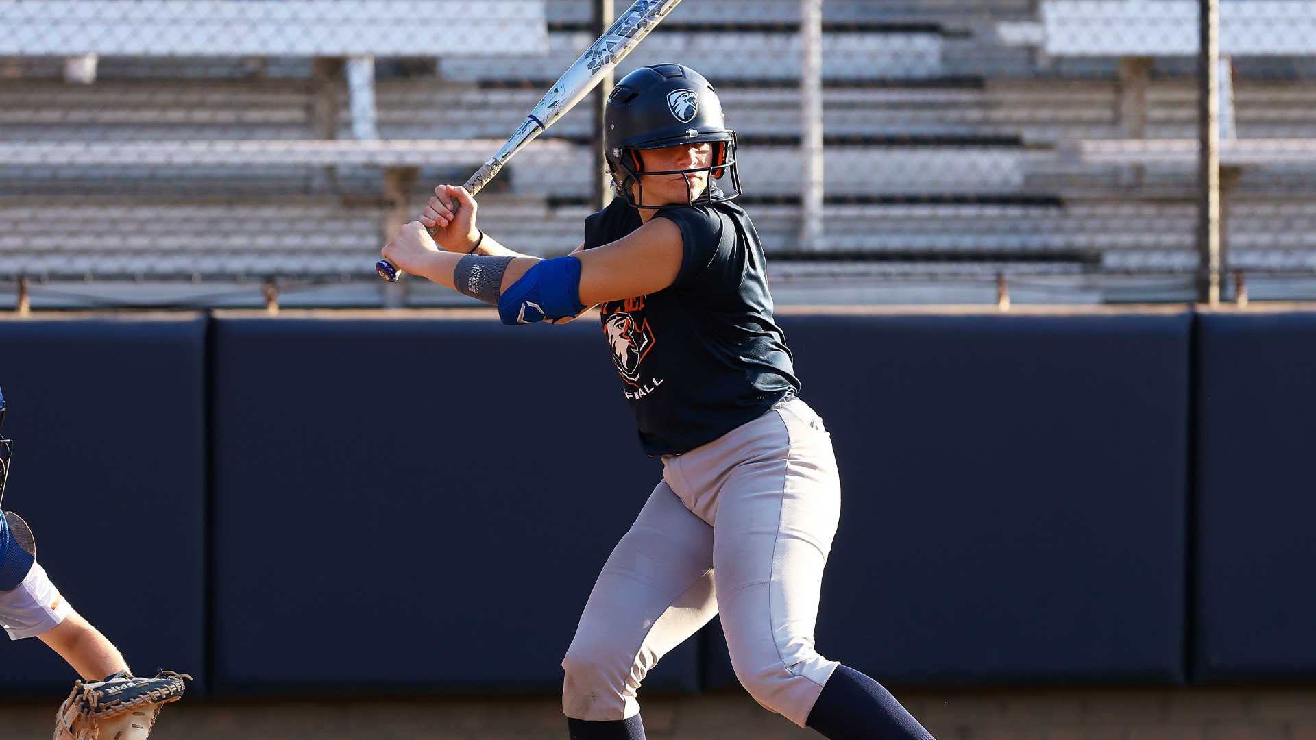 Lauren Granger takes an at-bat in a fall game.