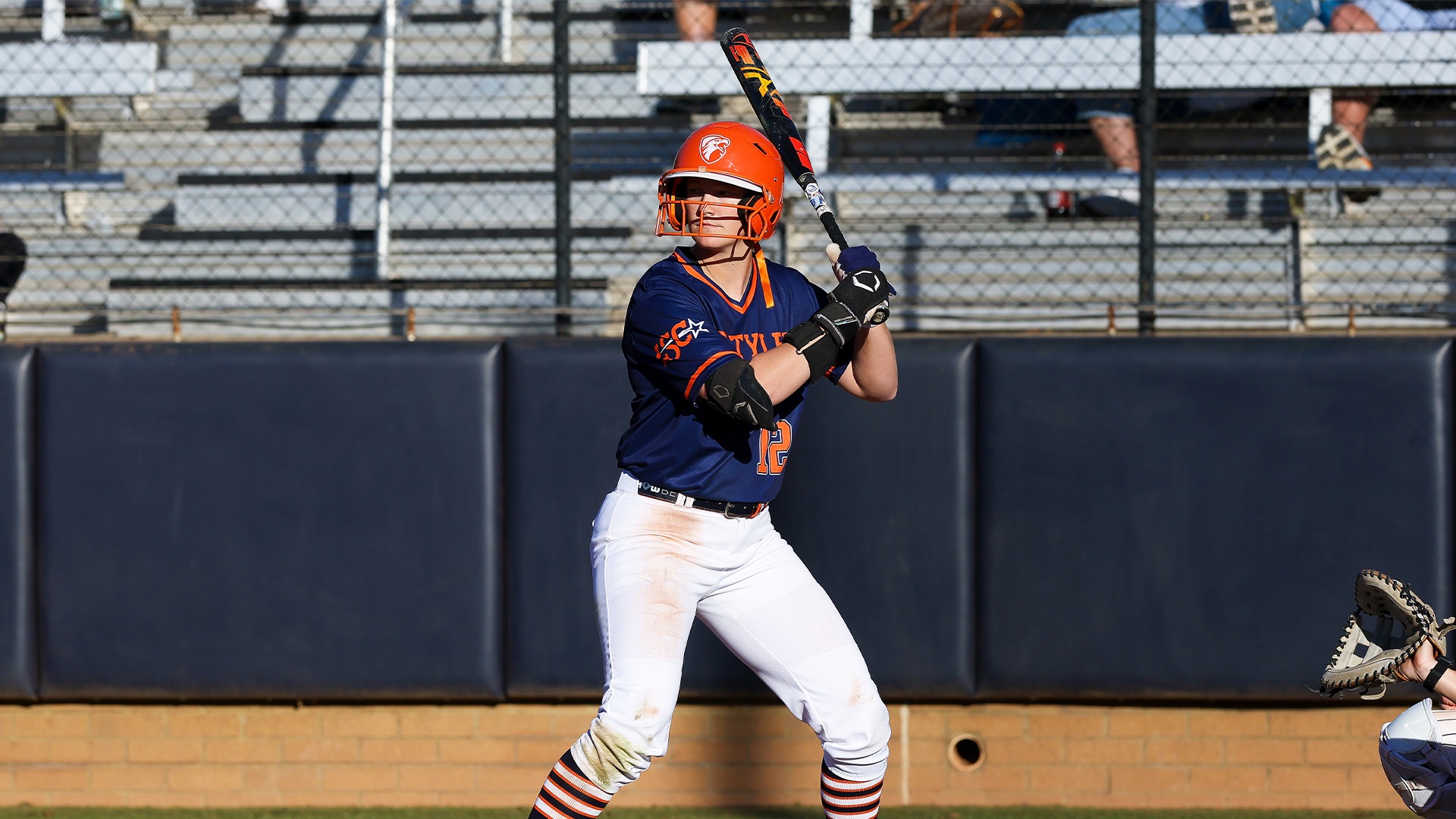 Laci Berecochea stands for an at-bat against Northeastern State