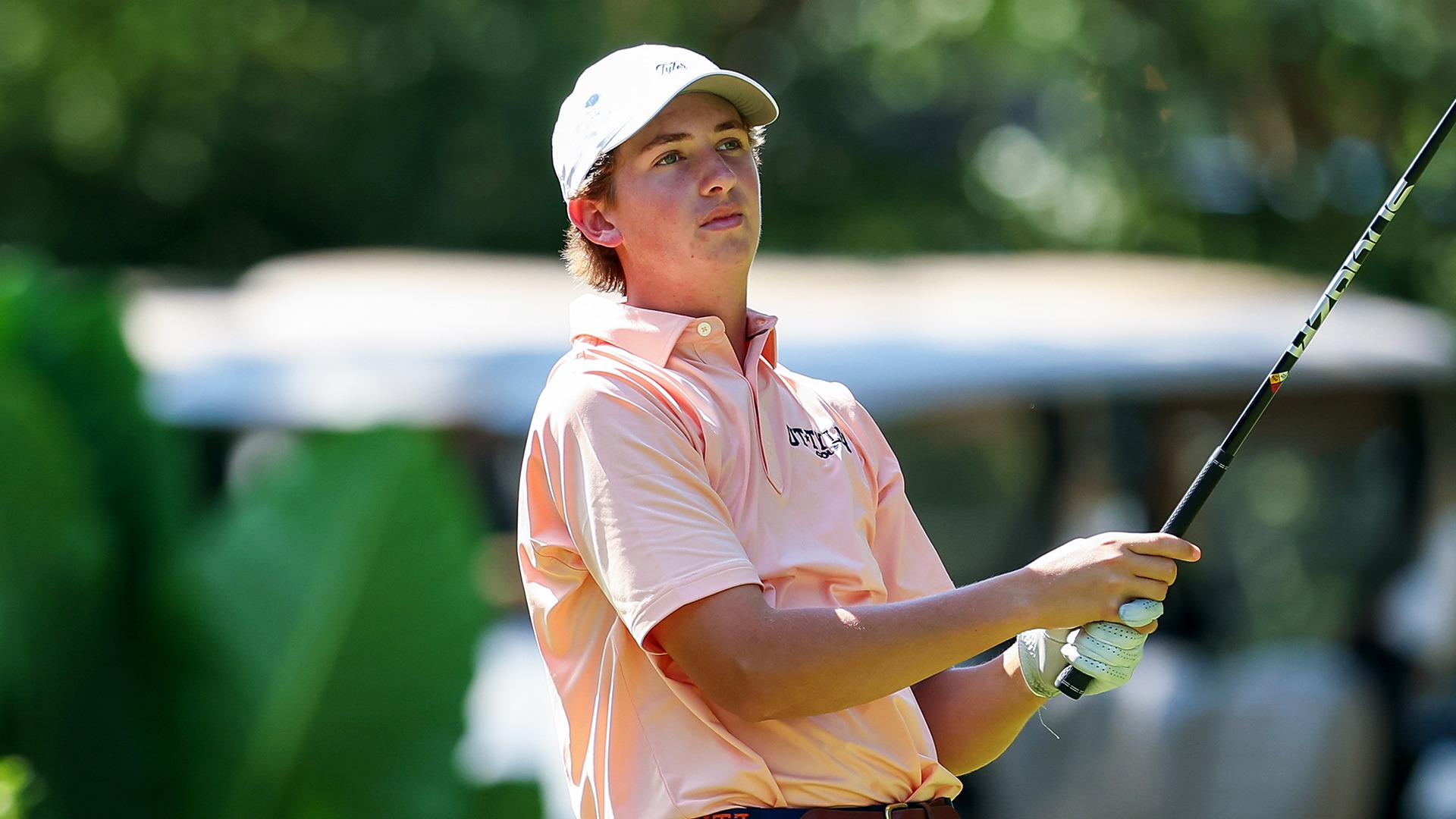 Blake Harwell eyes a tee shot at Hollytree Country Club.