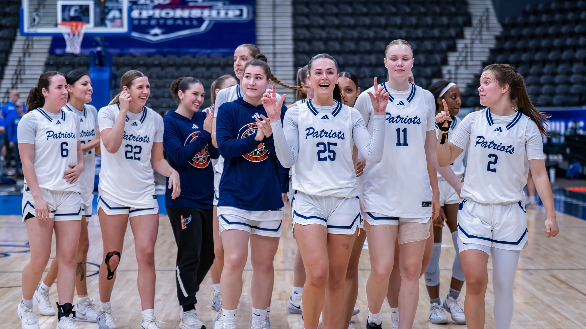 UT Tyler Women's Basketball walks off the court after a win in the LSC Quarterfinals