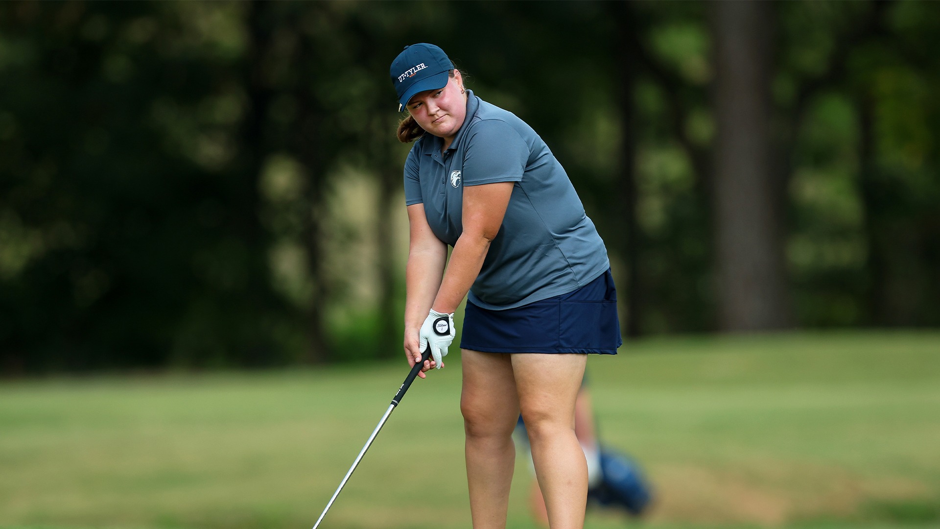 Lucy Kate Smith prepares to hit a tee shot at Hollytree Country Club.