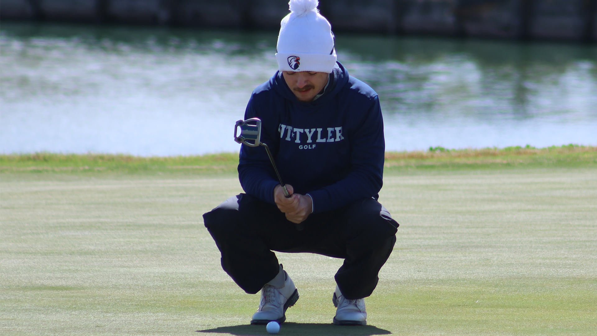 Preston Chabaud lines up a putt at the Oak Tree Invitational