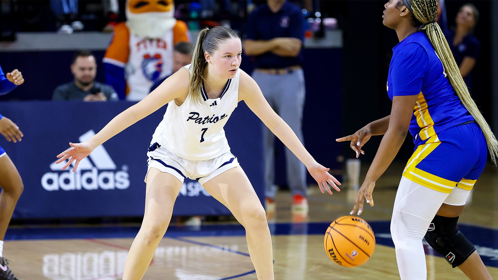 Hayley Cumming plays defense against Jarvis Christian.