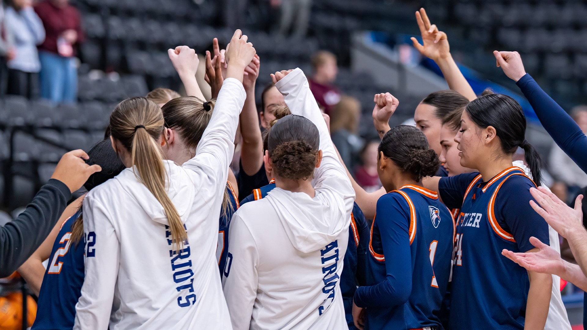 UT Tyler Women's Basketball huddles up against West Texas A&M