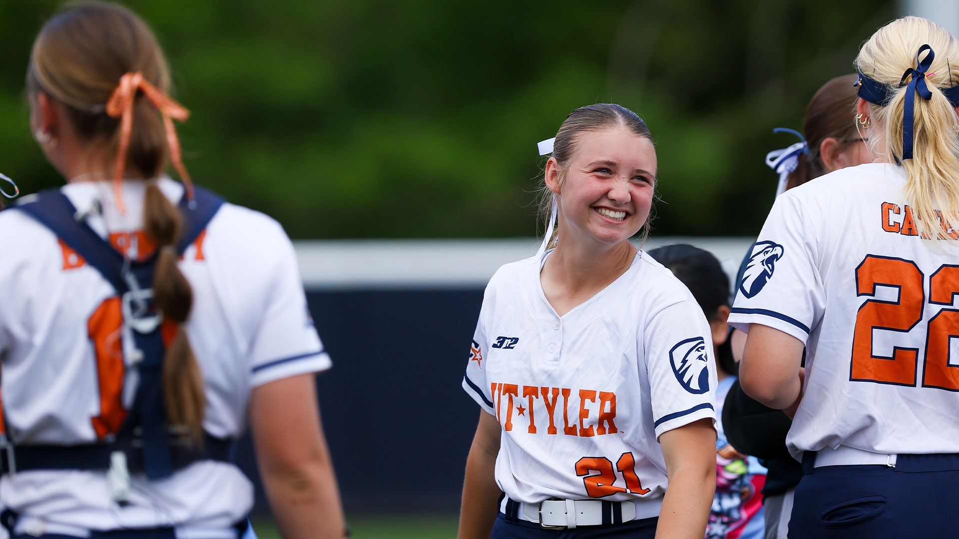 Kearston Gooch smiles before a game against Texas Woman's.