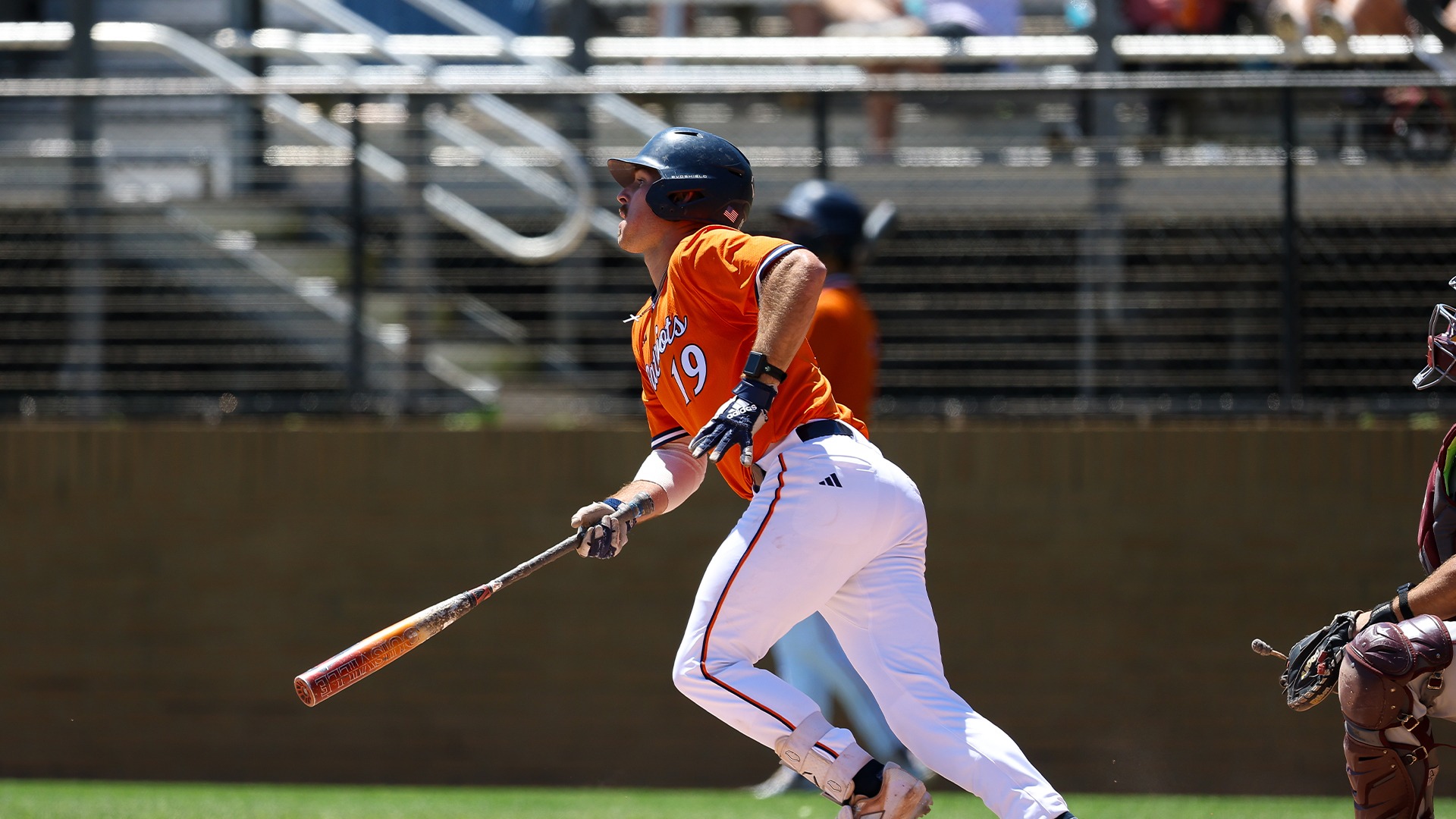 Cole Ketzner hits one down the right field line against Oklahoma Christian.