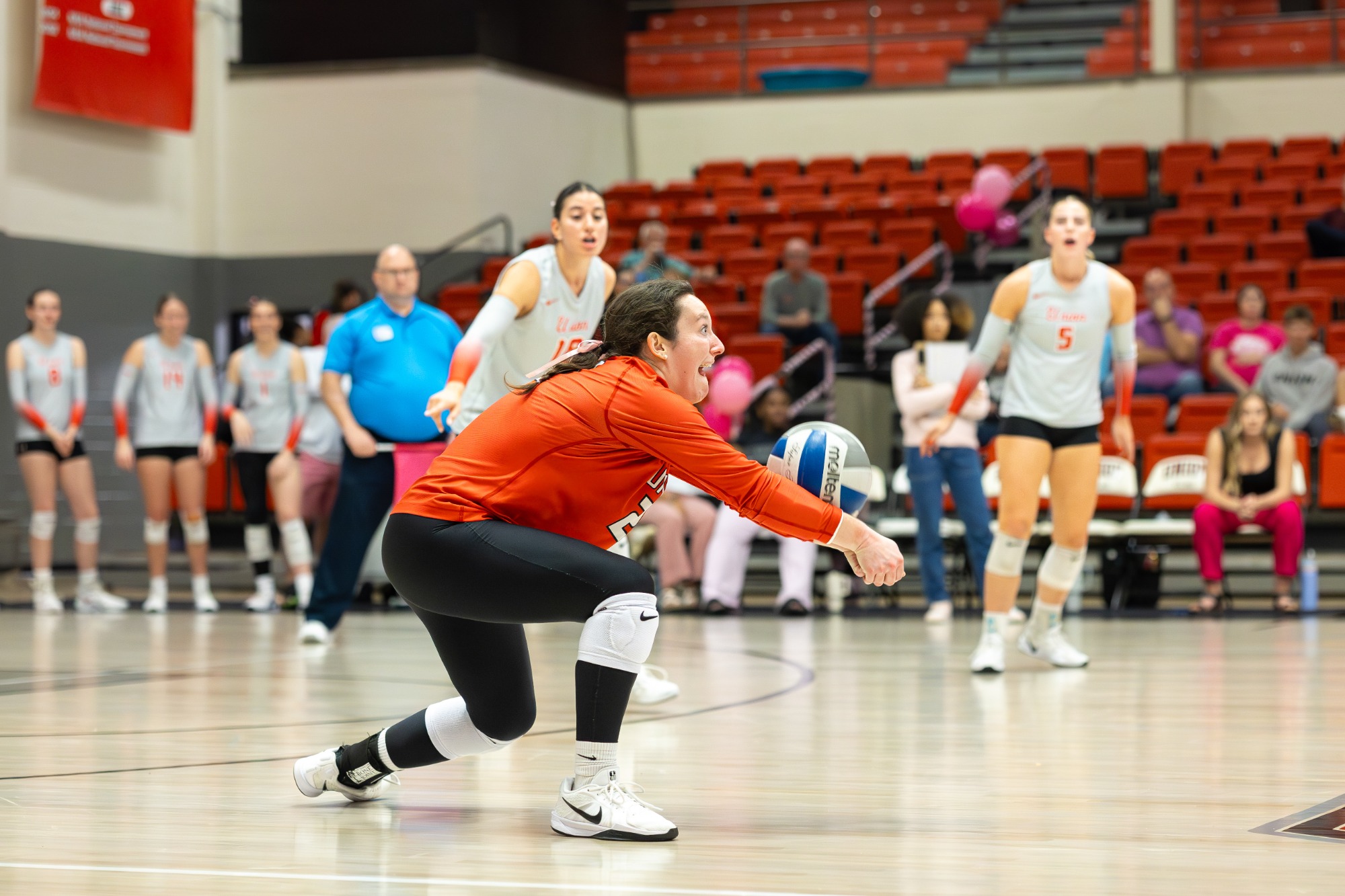 Union University volleyball versus Lee University, Homecoming Week, Pink Out, October 21, 2025, Fred DeLay Gymnasium, Jackson, Tennessee, photos by Brylee Williams.