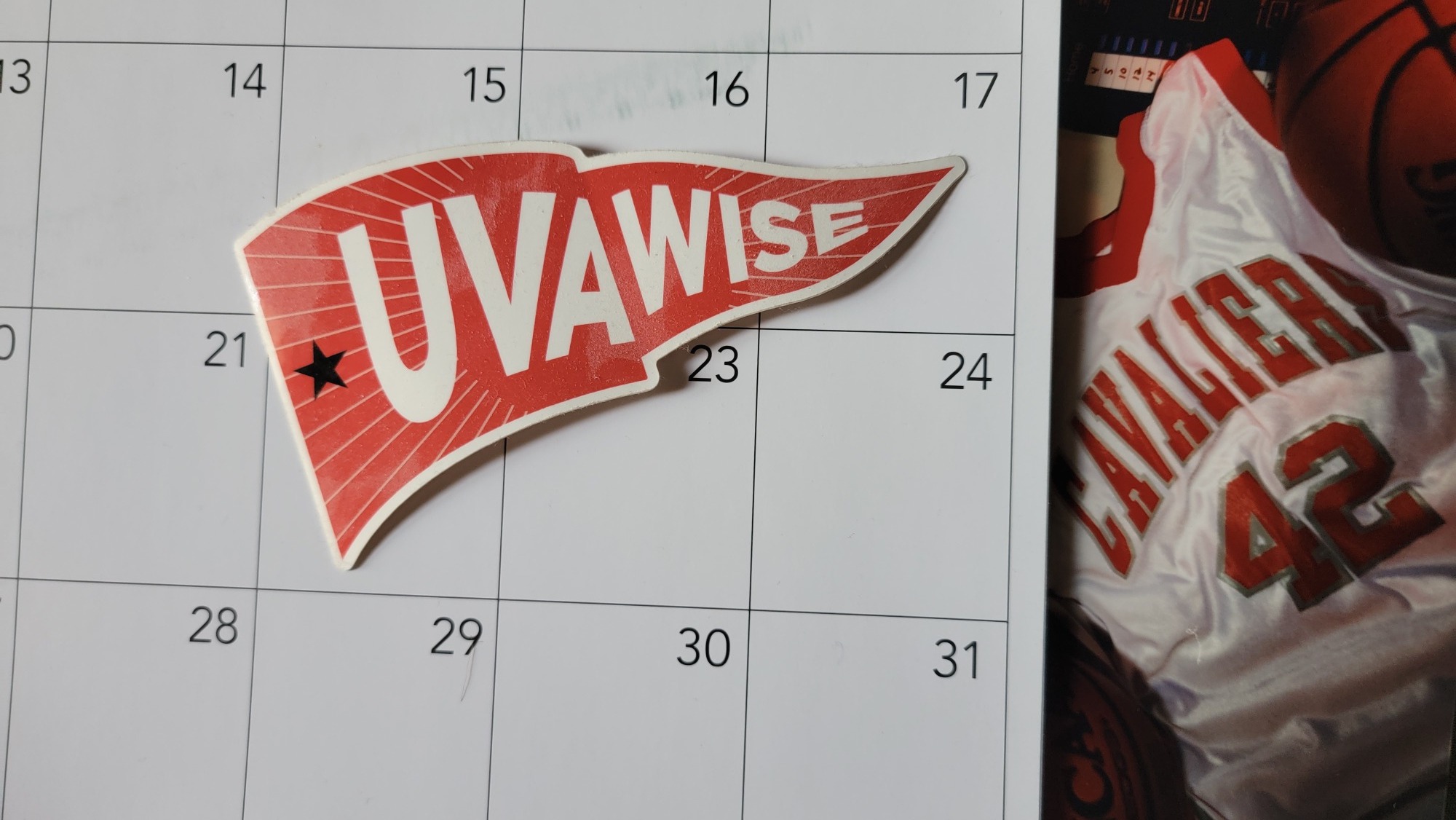 Generic photo for reschedules featuring a UVA Wise pennant and calendar