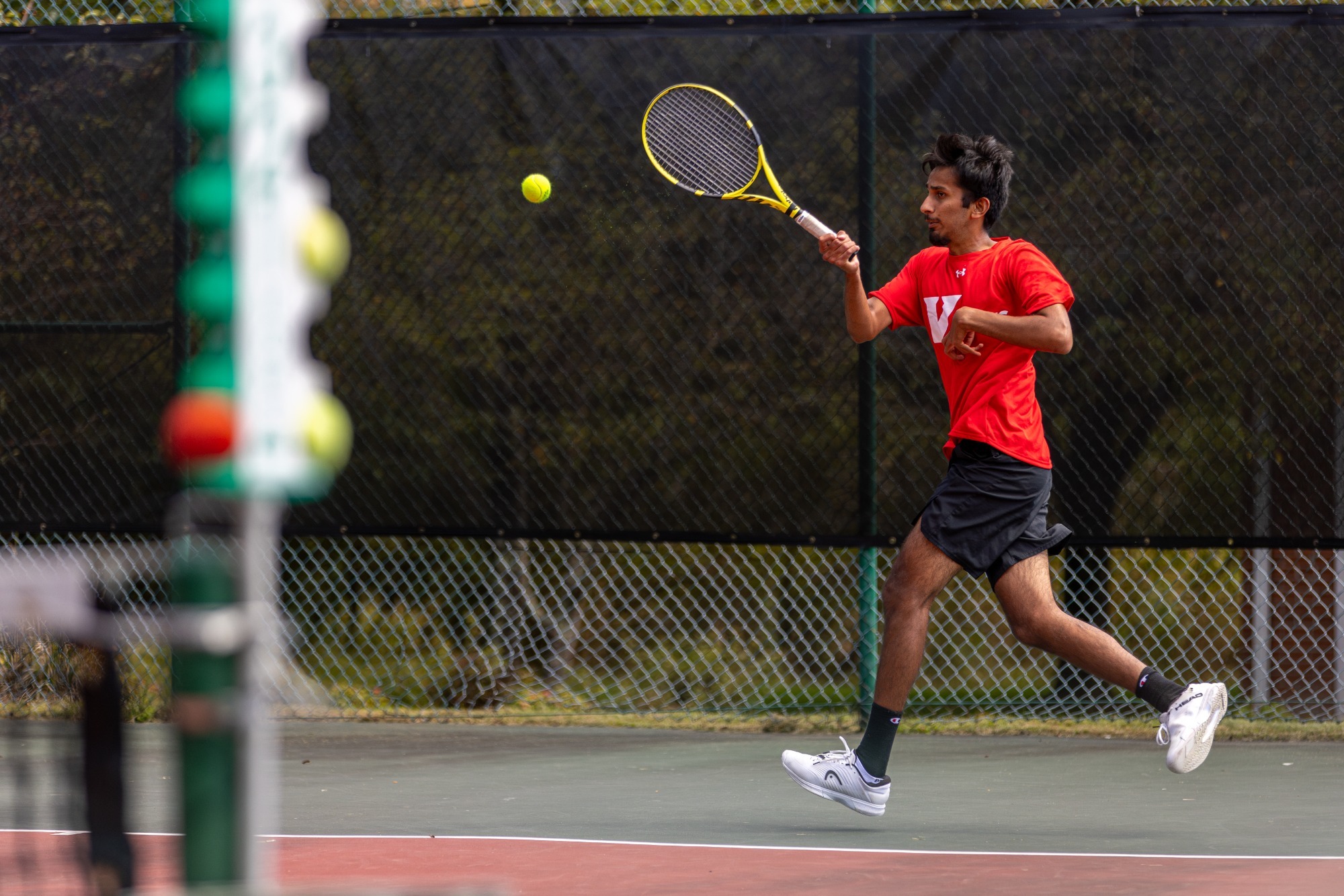 Mustafa Raja hits the ball vs SVU 2025-26