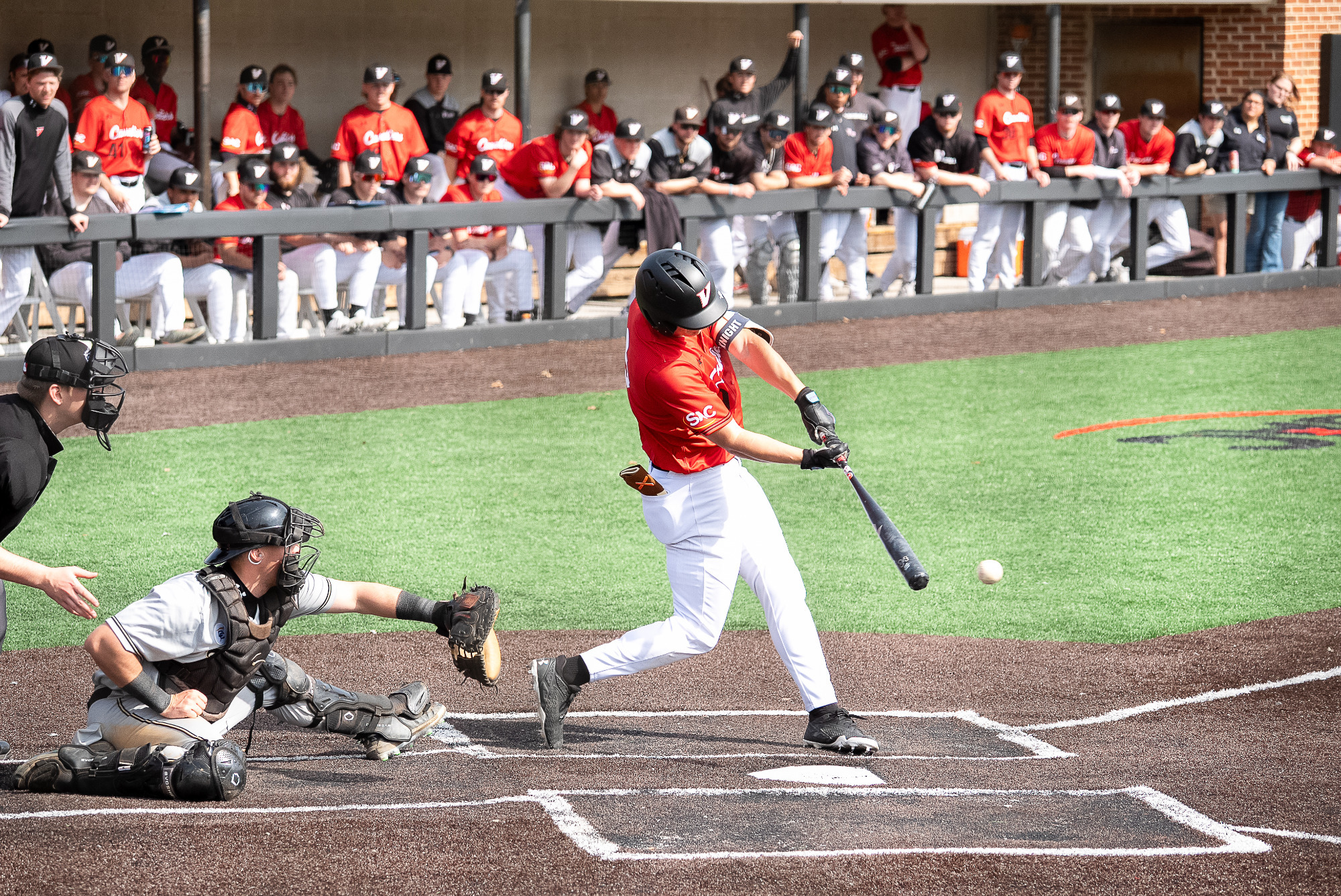 Hitter swings at ball against Ferrum