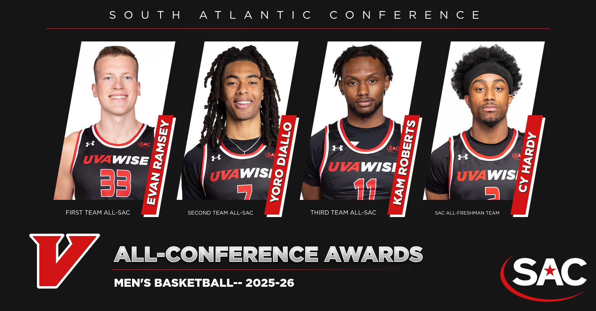 Headshots of all the men's basketball all-sac players 2025-26