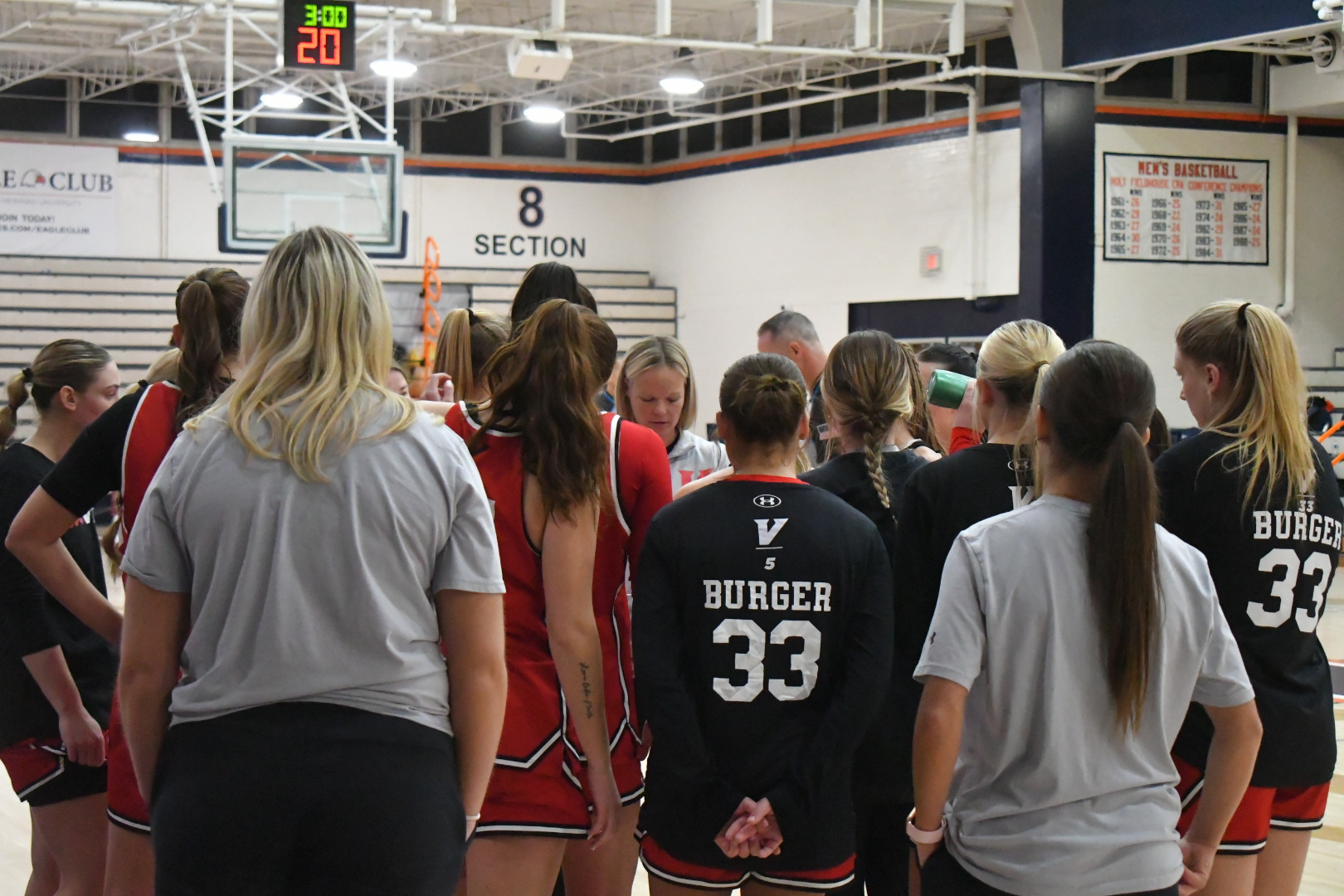 Team huddle at Carson-Newman -- 2025-26