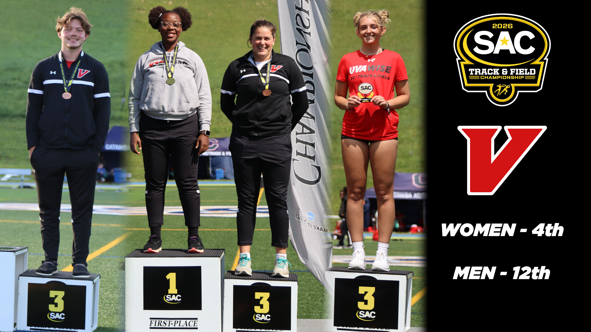 SAC Outdoor Track and Field winners graphic showing winners on the podiums - 2026