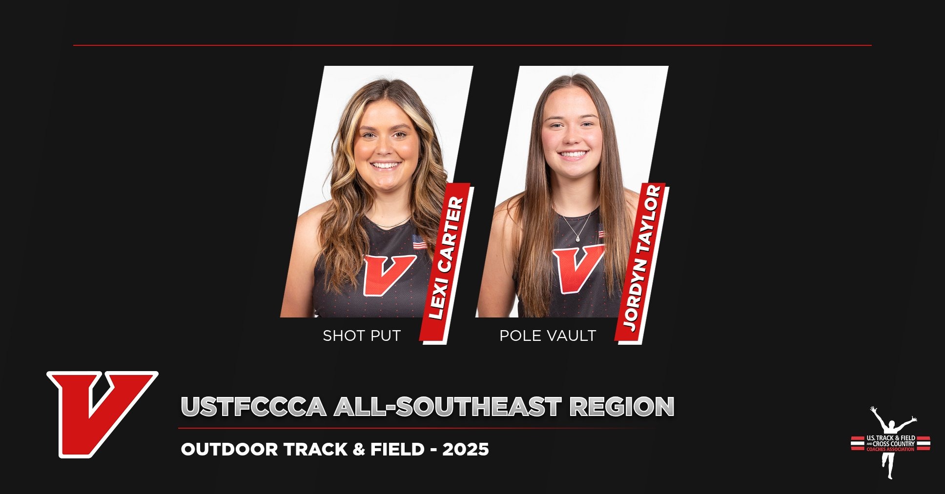 Track and Field All-Region 2026 with headshots of Lexi Carter and Jordyn Taylor