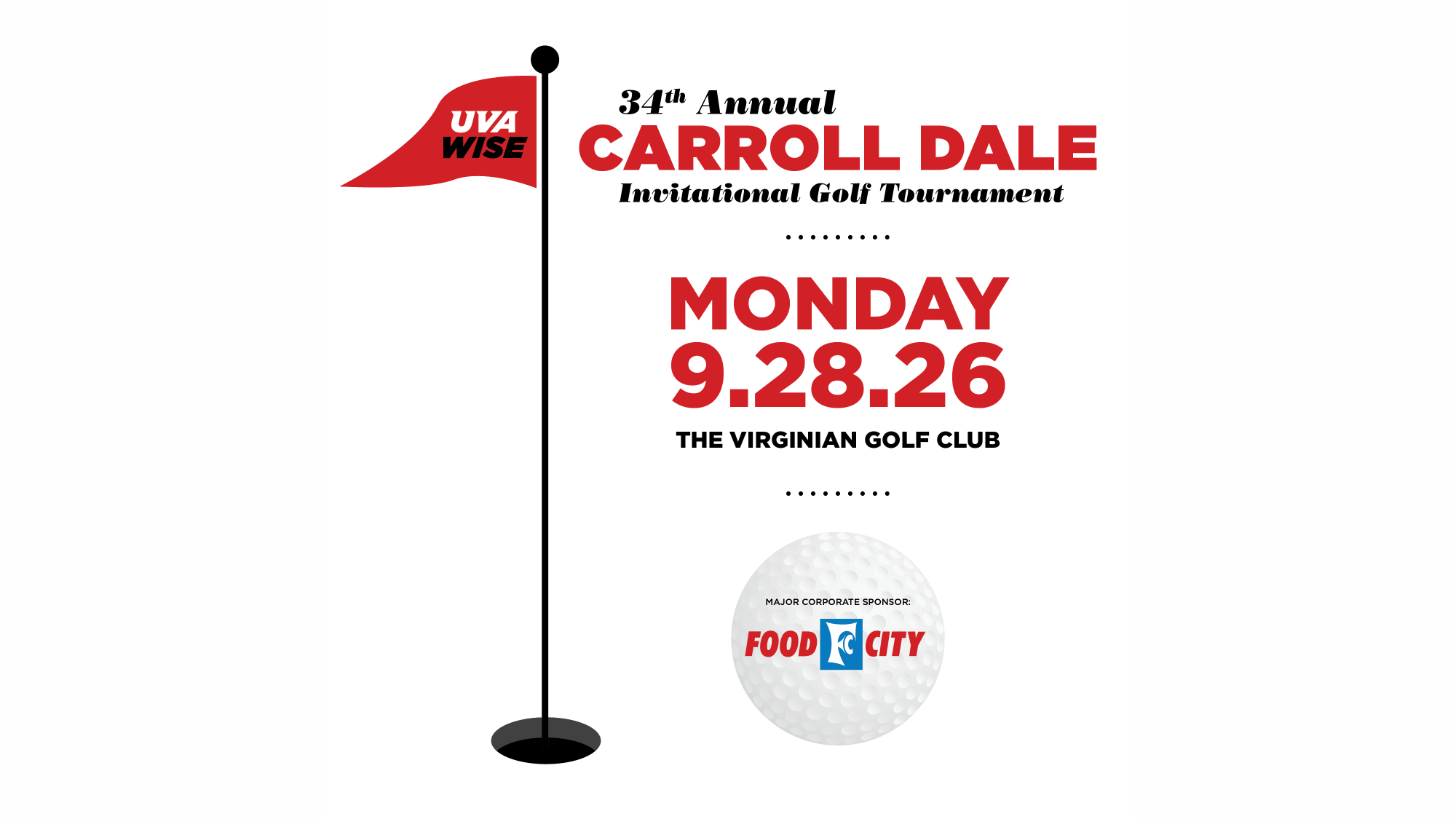 2026 Carroll Dale Golf Tournament Graphic with date and time of tournament listed